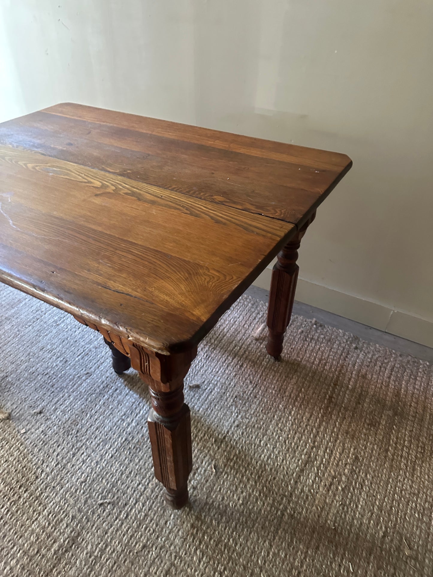 Oak carved dining table with leaf