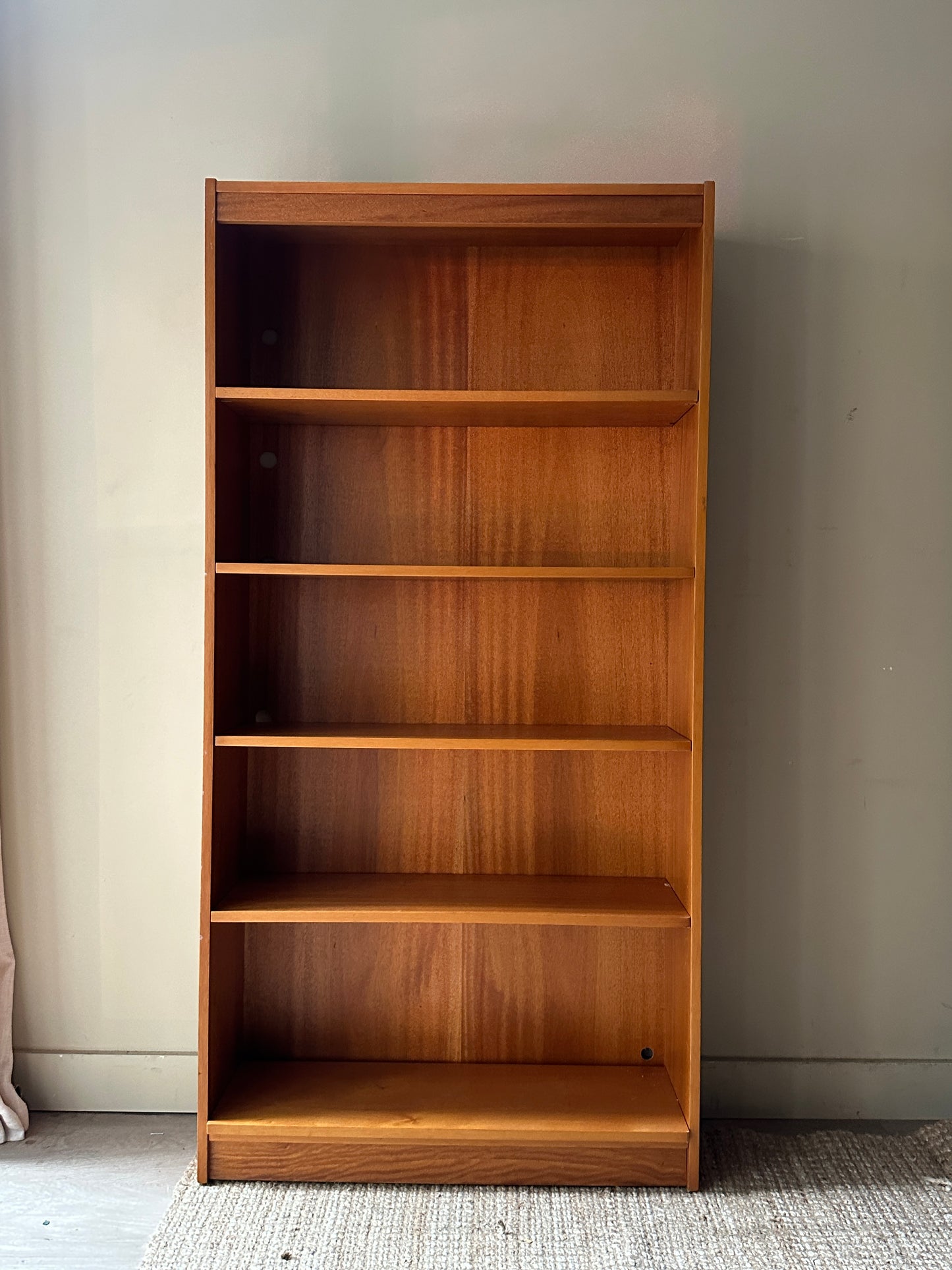 Teak bookshelf (outlet holes on left)