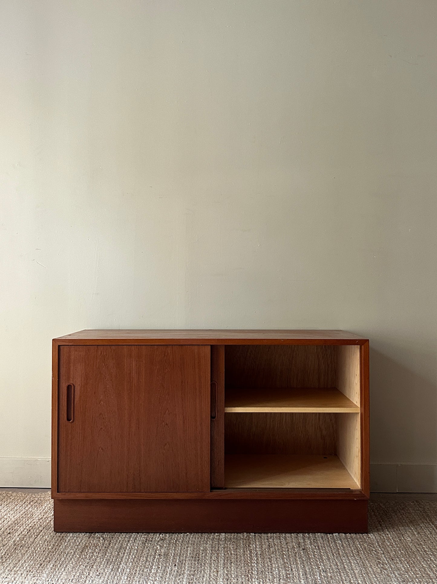 Teak sliding door cabinet