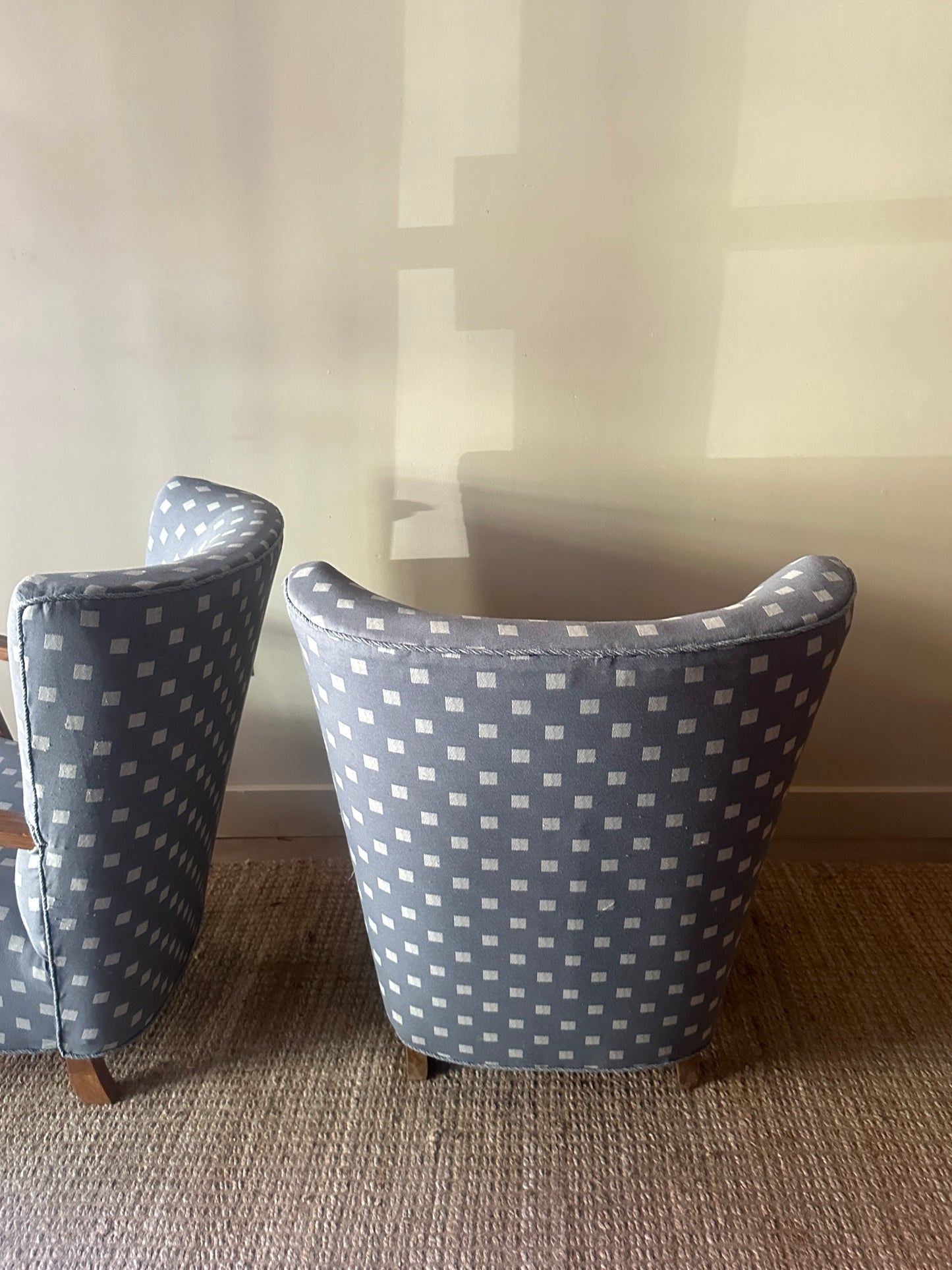 Danish wingback oak chairs. Sold individually.