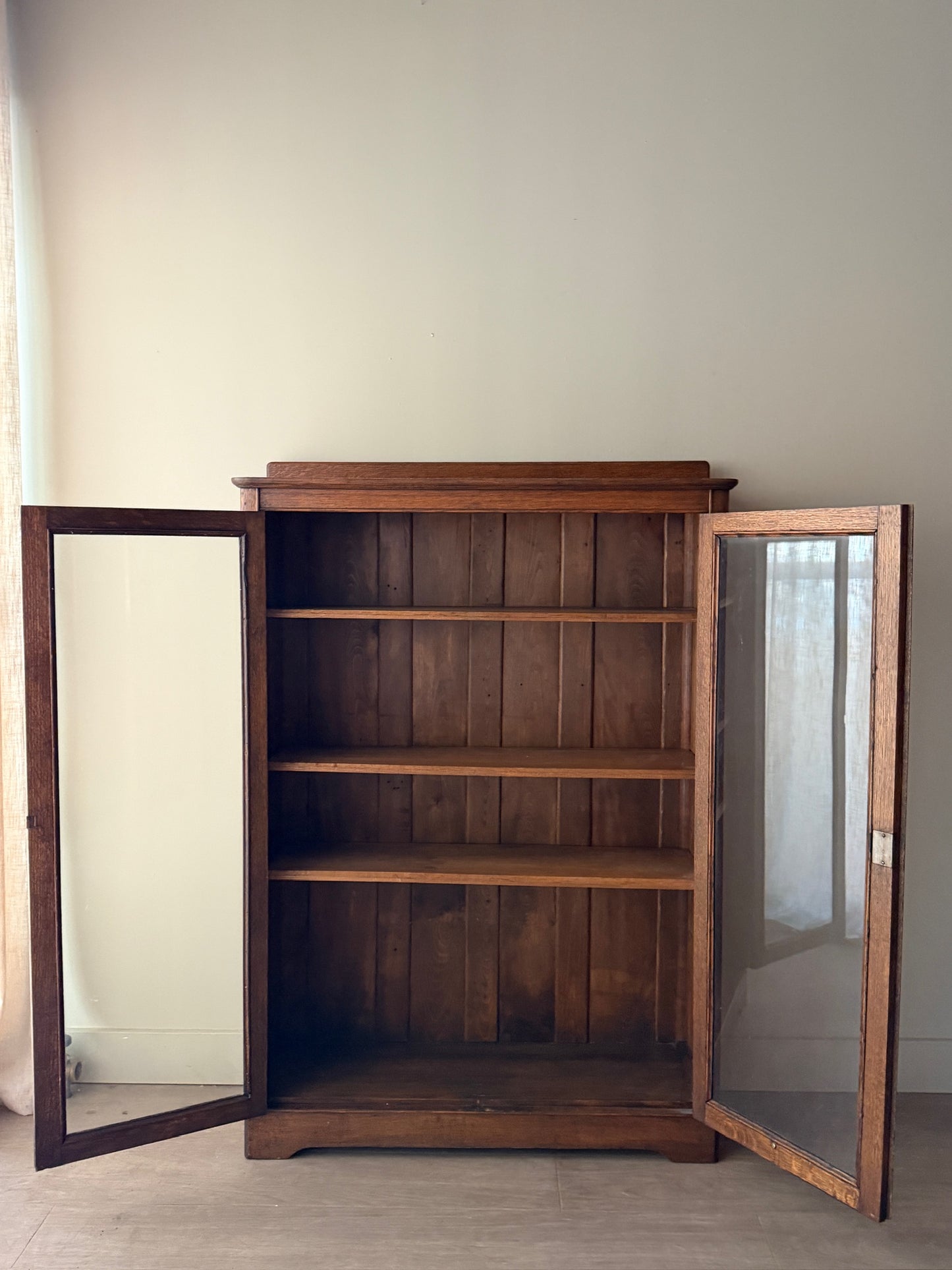 Golden oak display cabinet
