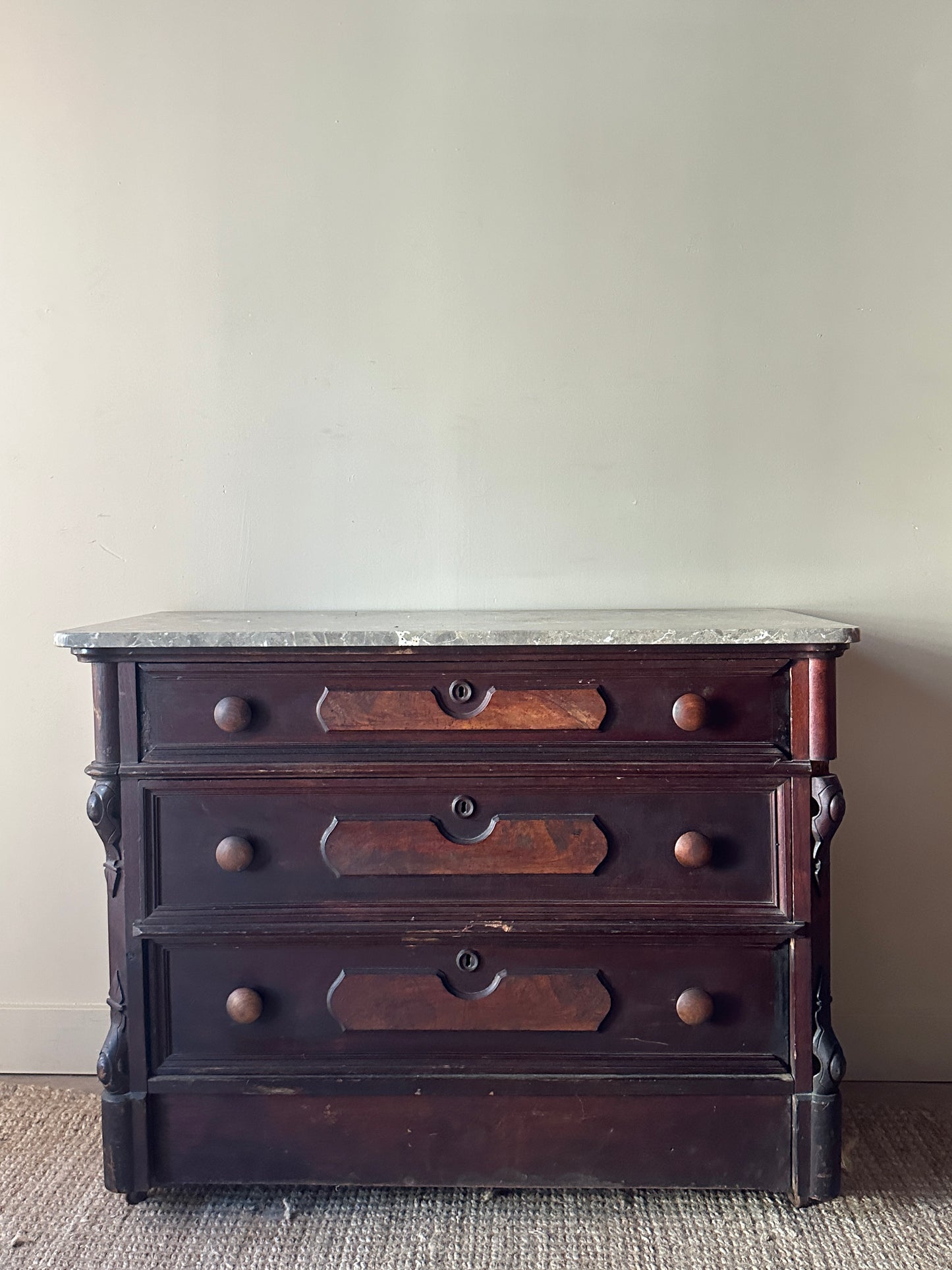 Marble top mahogany dresser