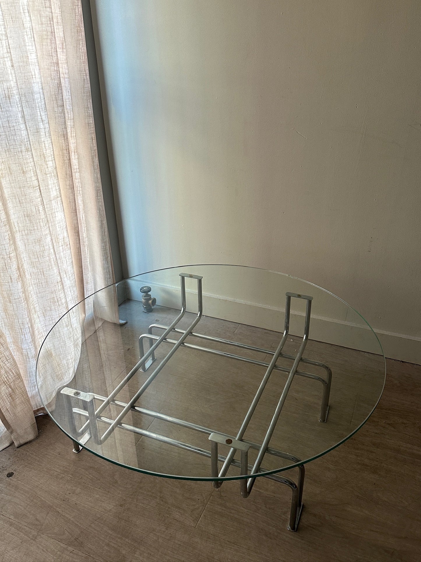 Glass and chrome coffee table