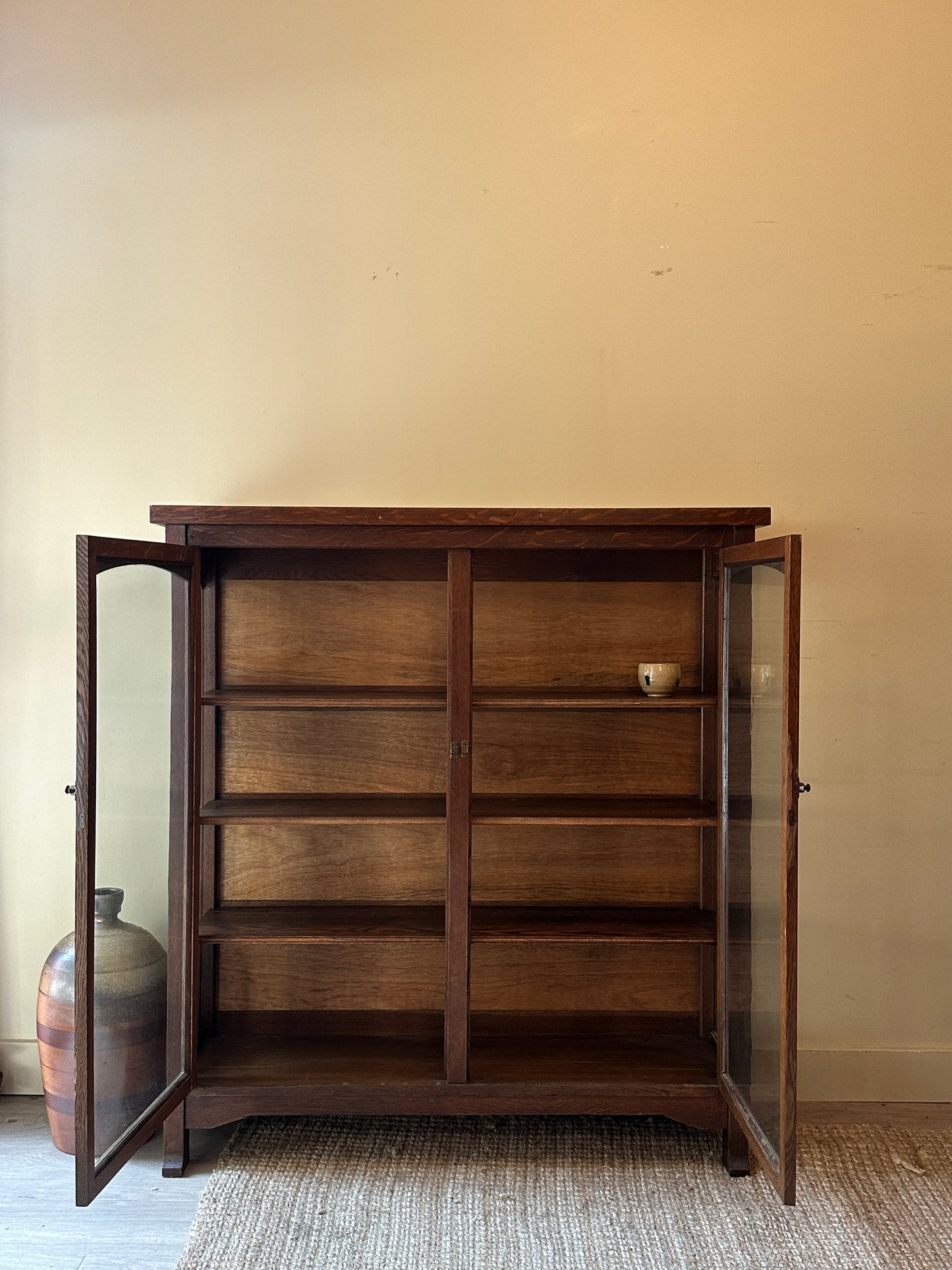 Mission oak display case