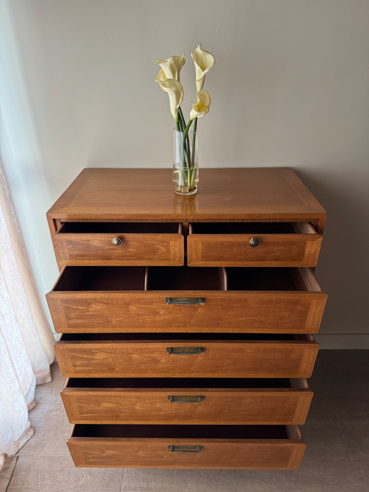 Walnut tallboy dresser