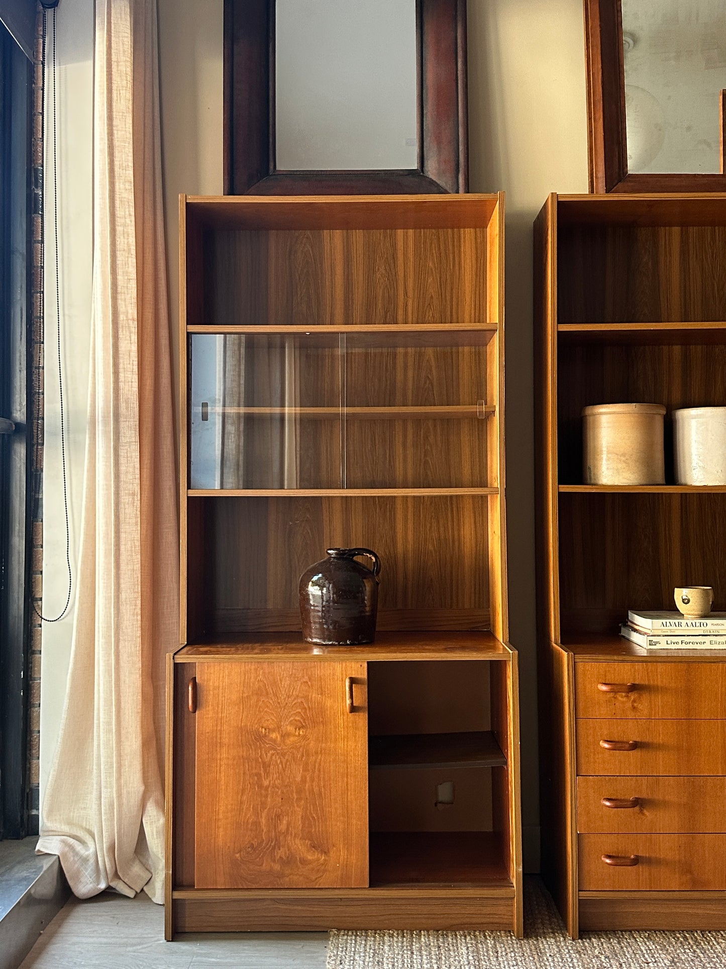 Teak two piece hutch (left)