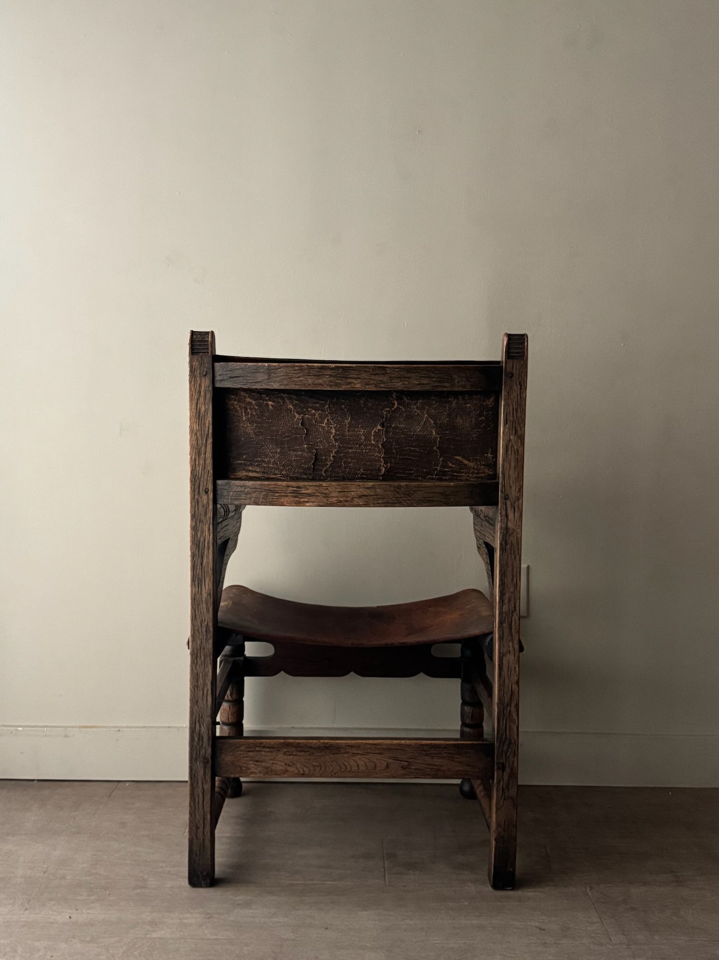 Spanish leather & oak arm chair