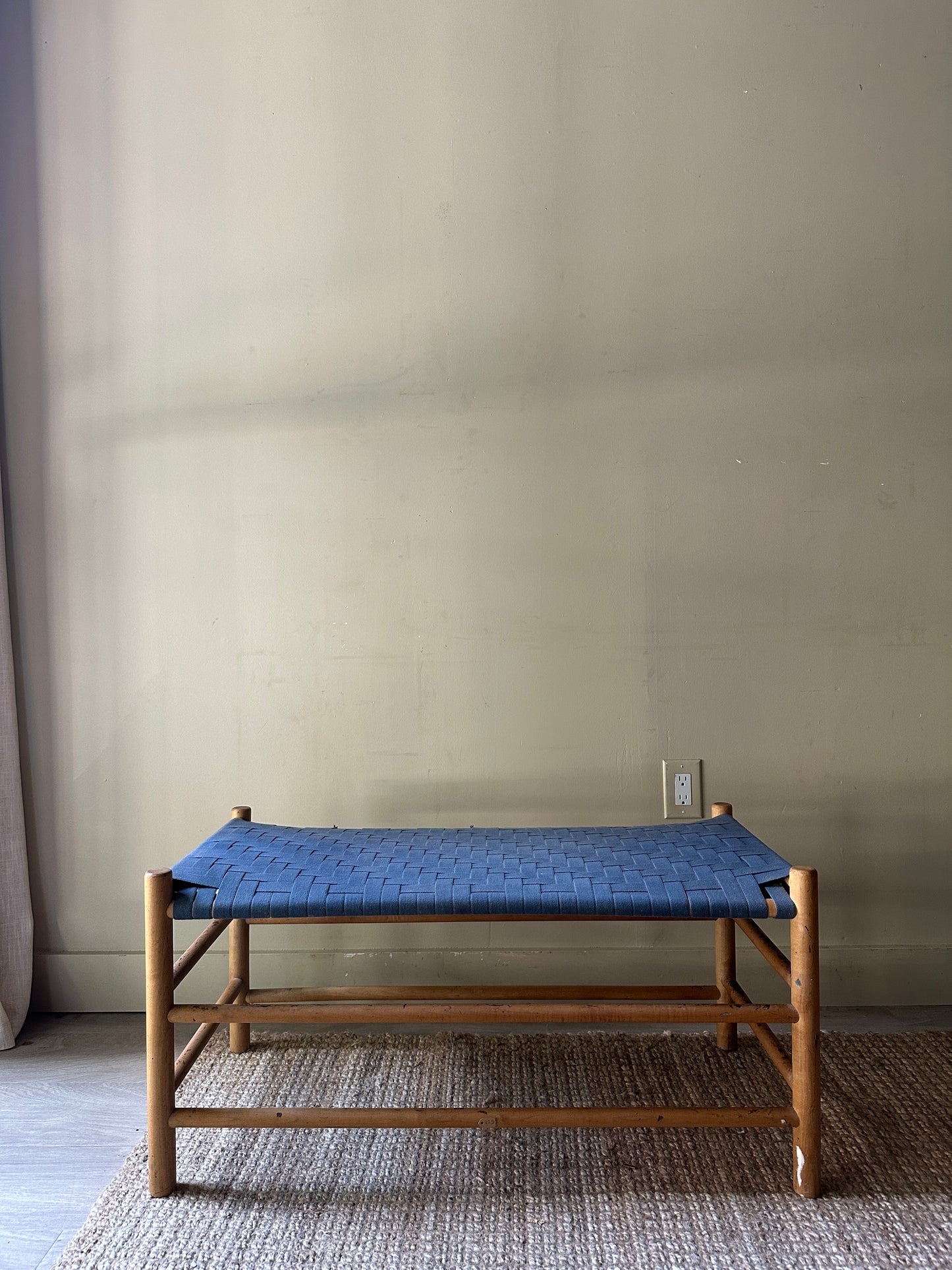 Blue woven stool