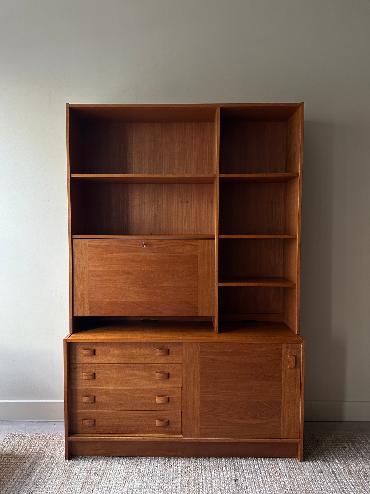 Danish teak two piece floor unit