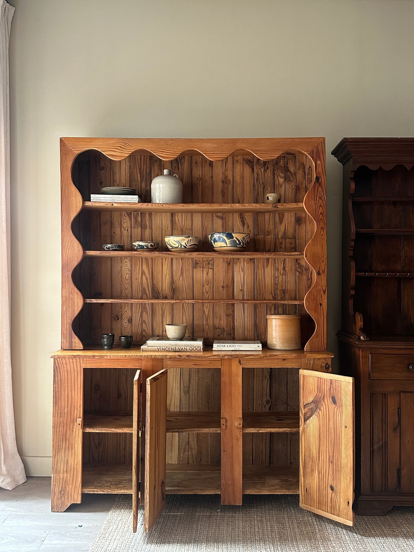Two piece pine hutch