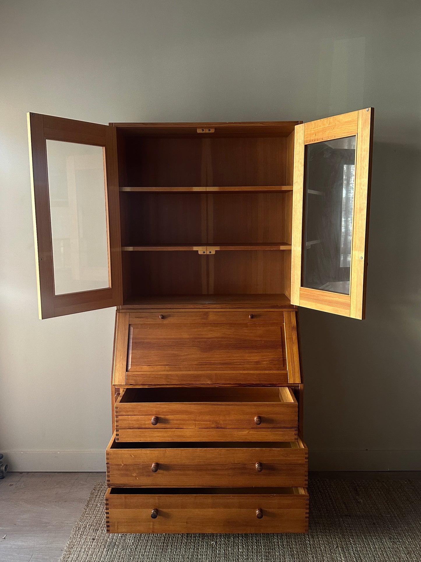 Swedish pine secretary cabinet