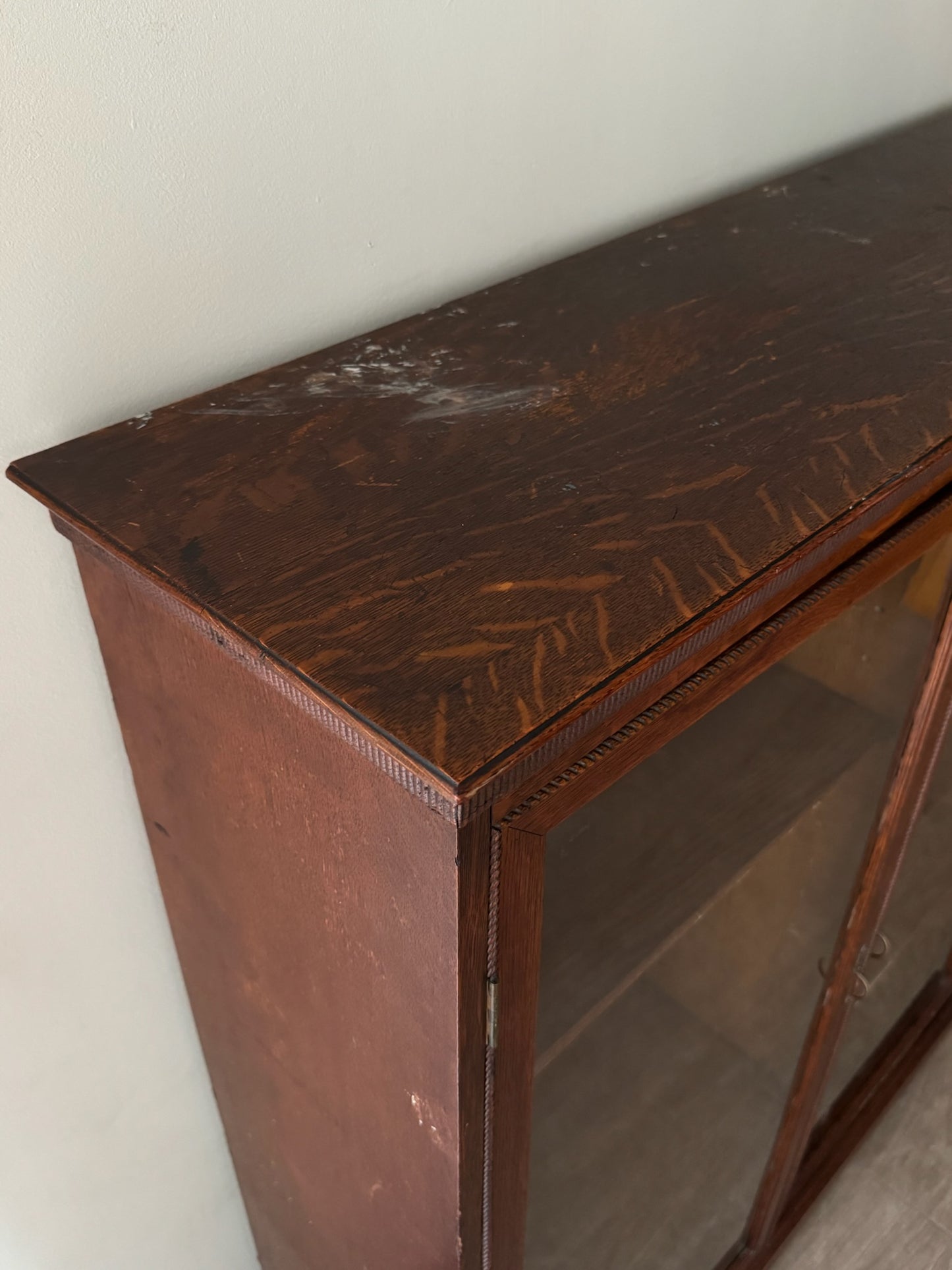 Golden oak display cabinet