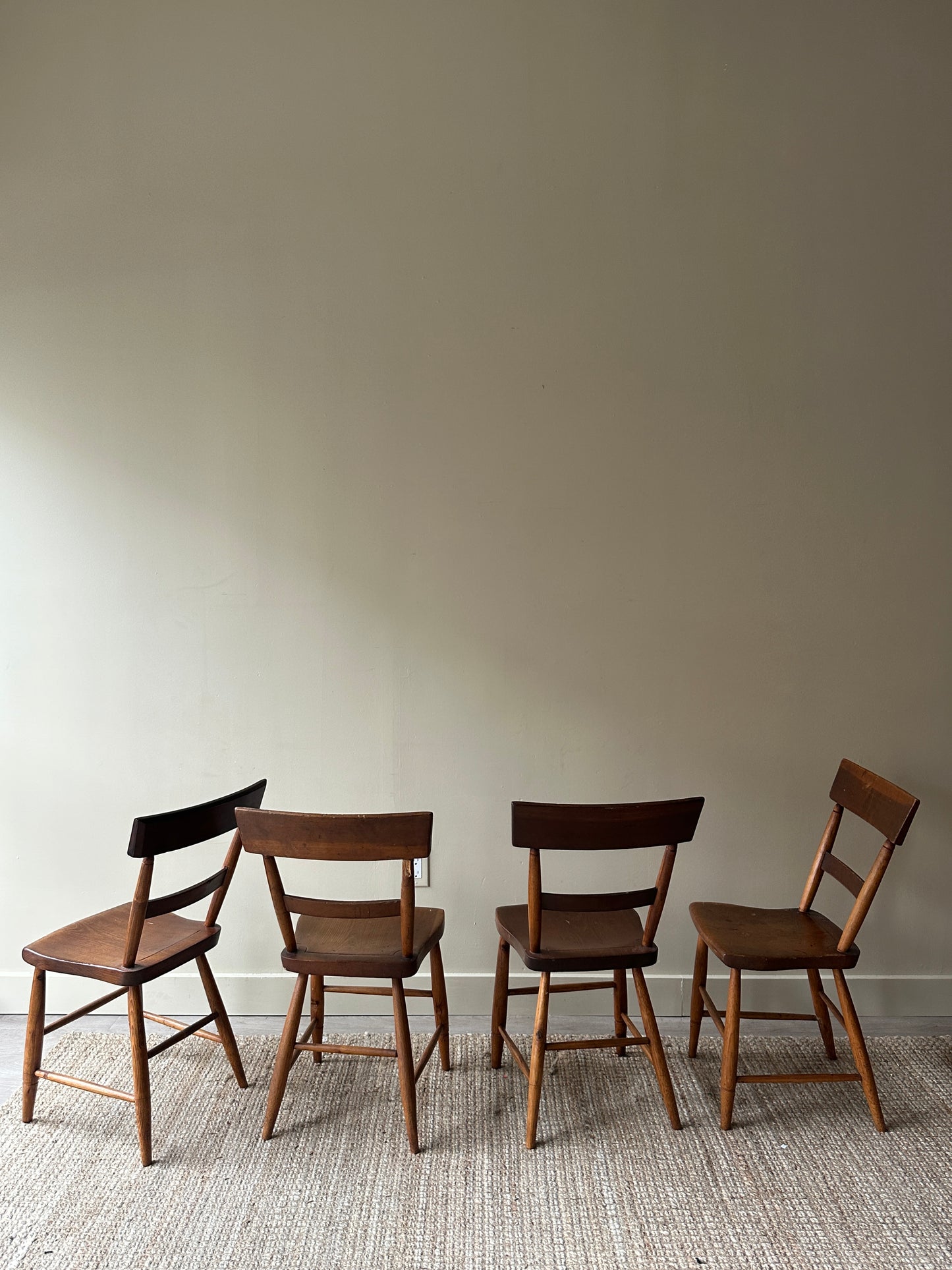 Pine plank chairs. Sold as set of 4.