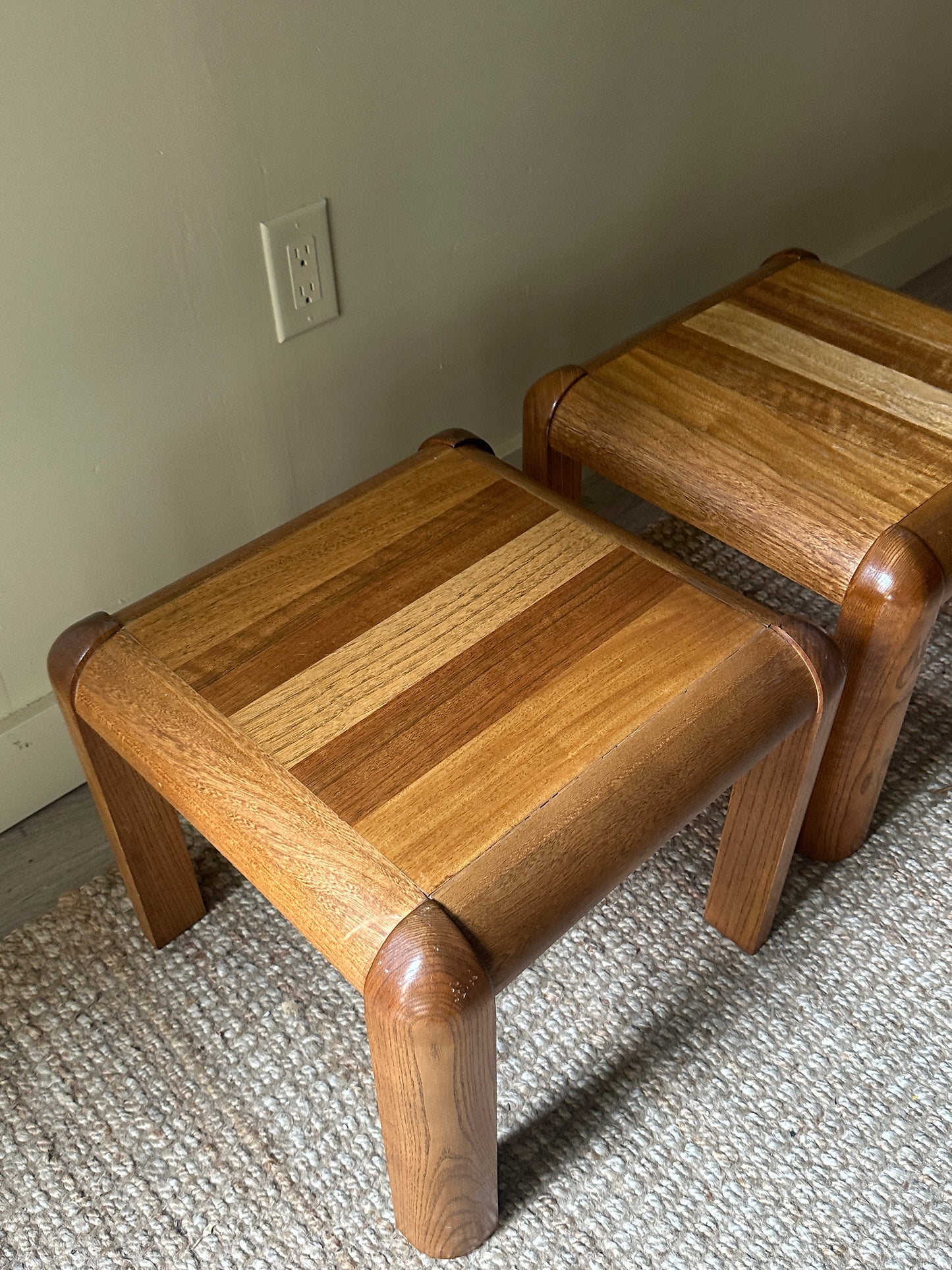 Oak side tables. Sold individually.