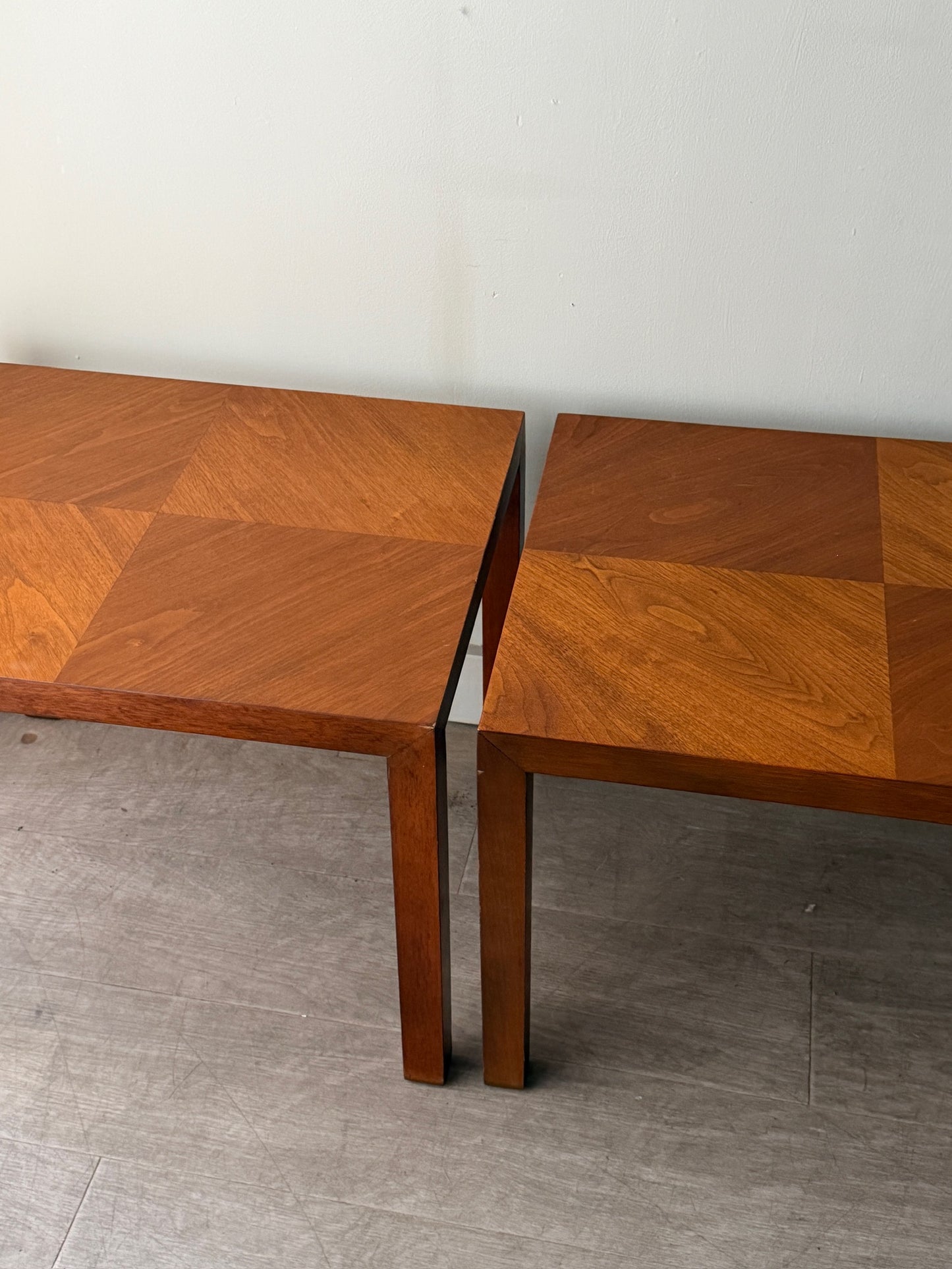 Lane walnut side tables. Sold individually.