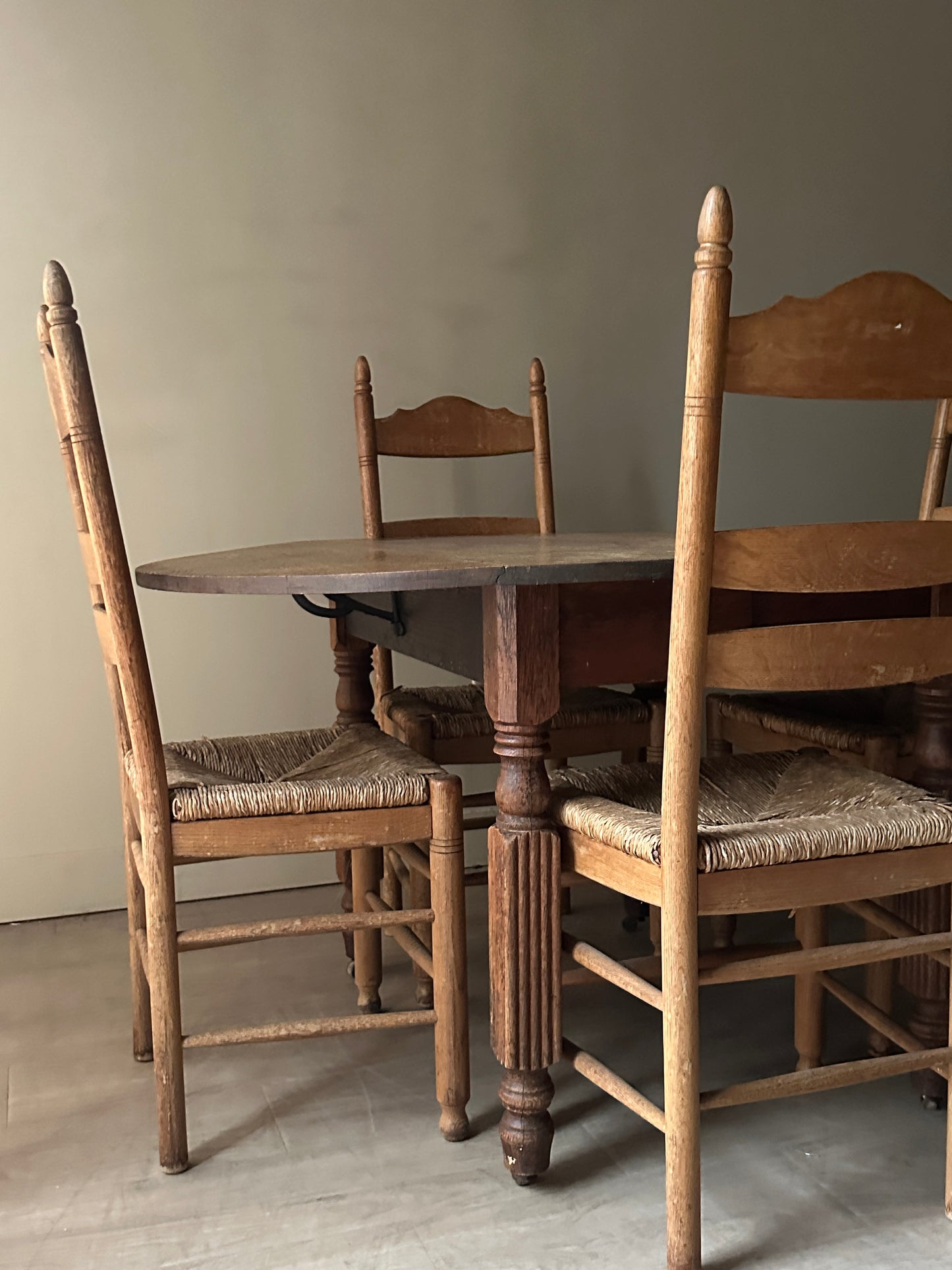 Oak drop leaf dining table