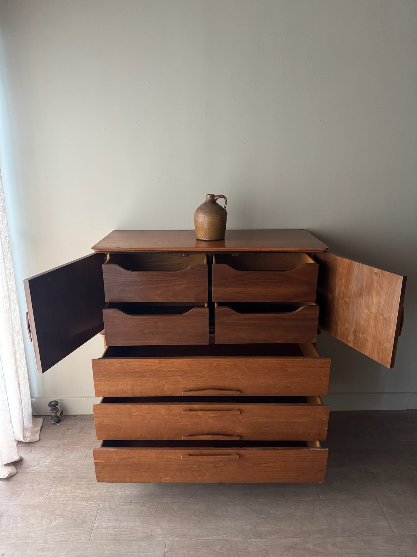 Walnut burlwood gentleman’s dresser