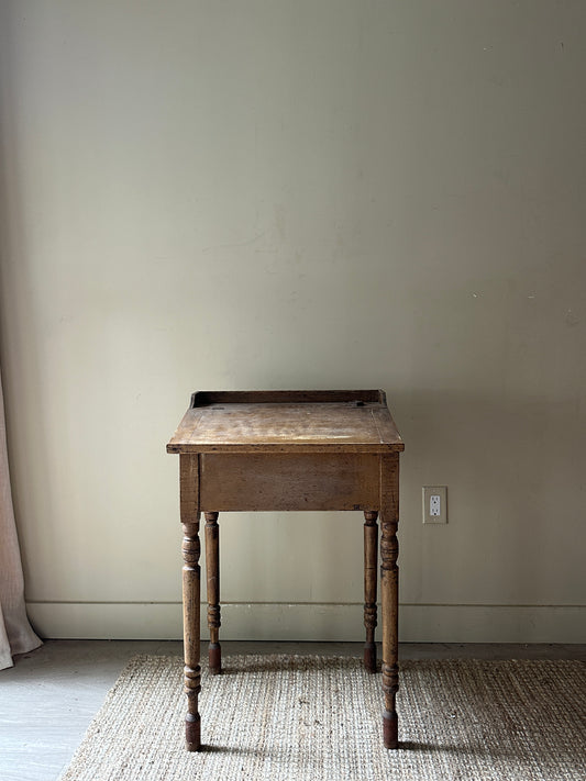 Grain painted school desk with inkwell