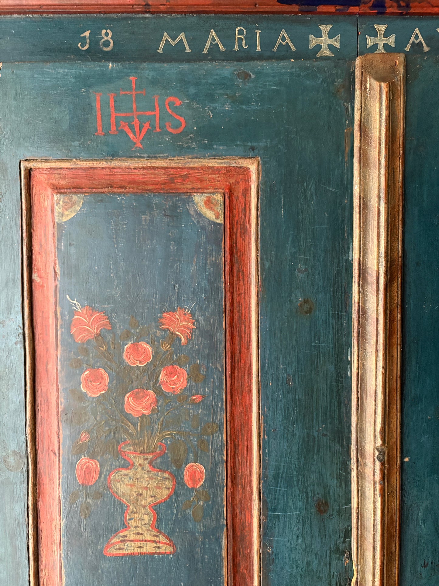Northern European painted pine wardrobe