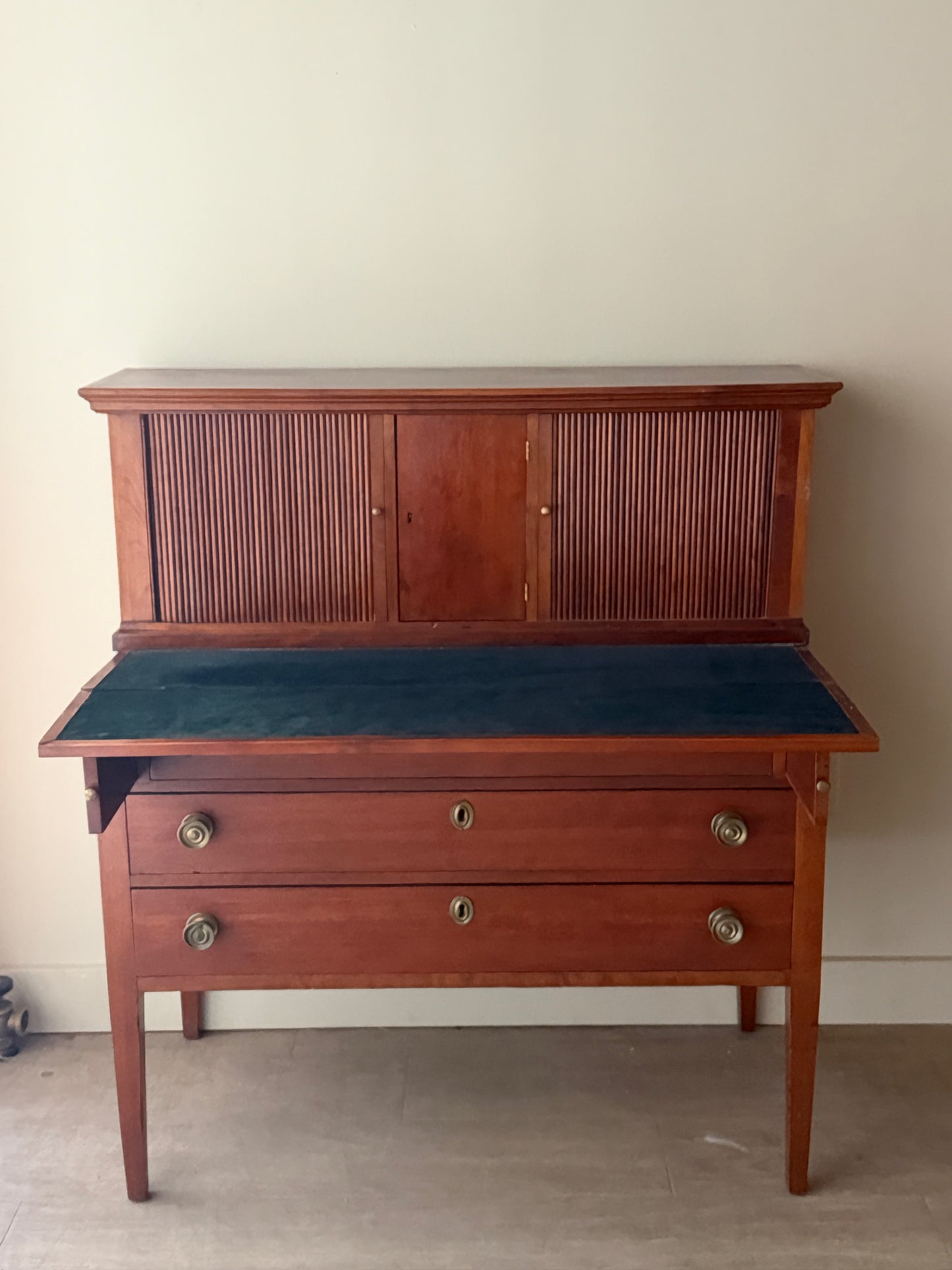 Federal mixed wood tambour door writing desk