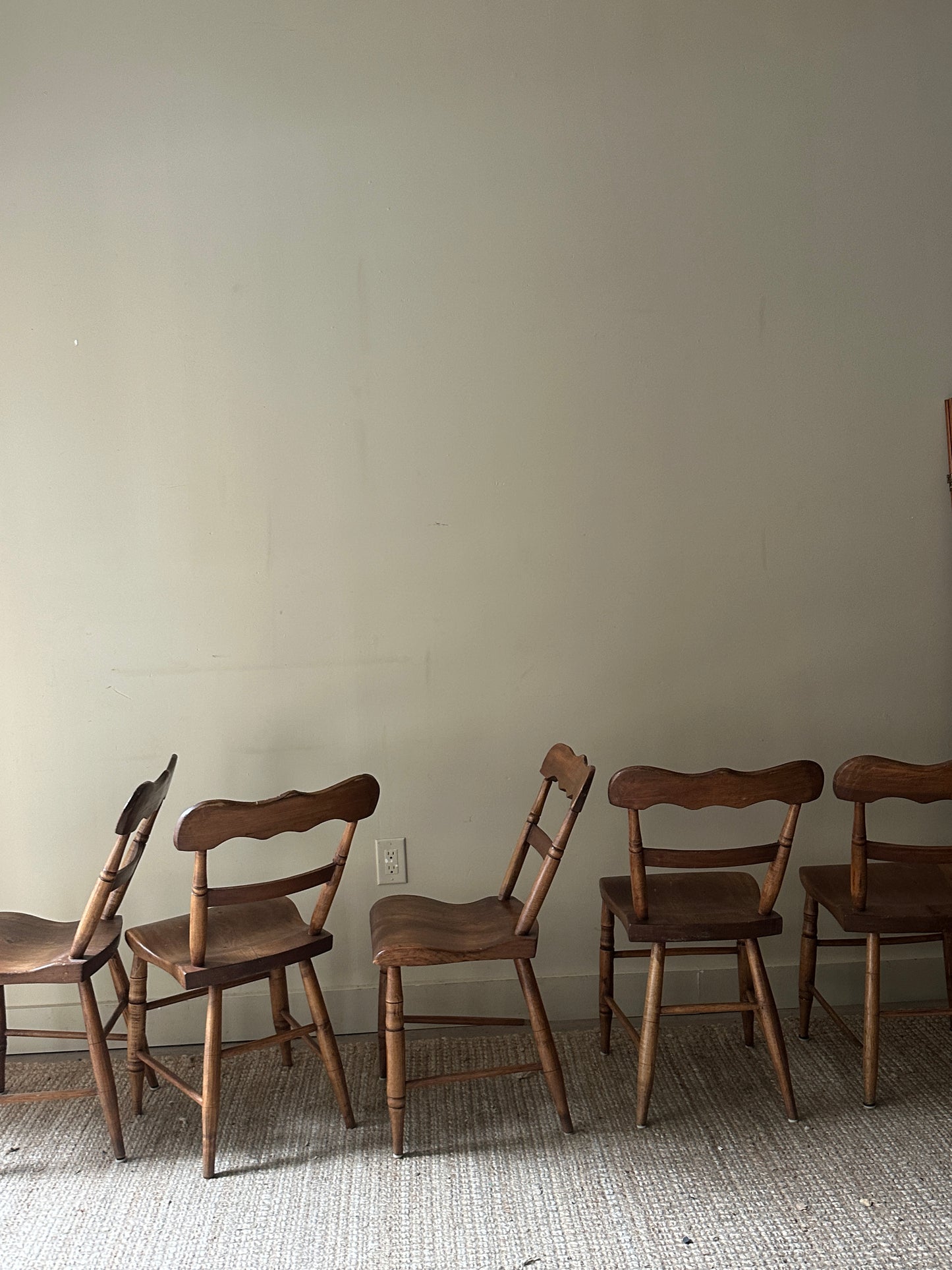 Pine plank seat chairs (sold in pairs)