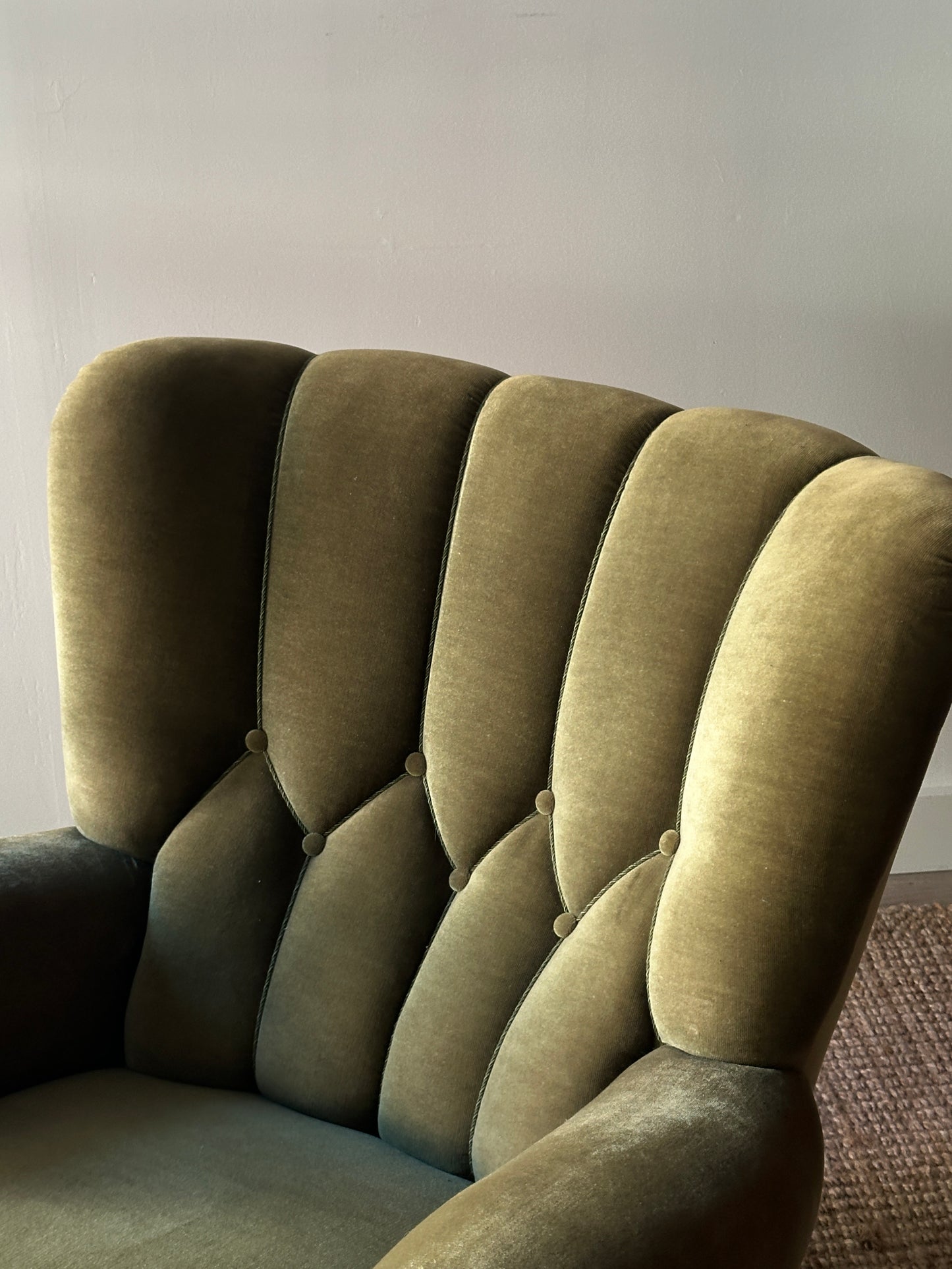 Mohair wingback armchair