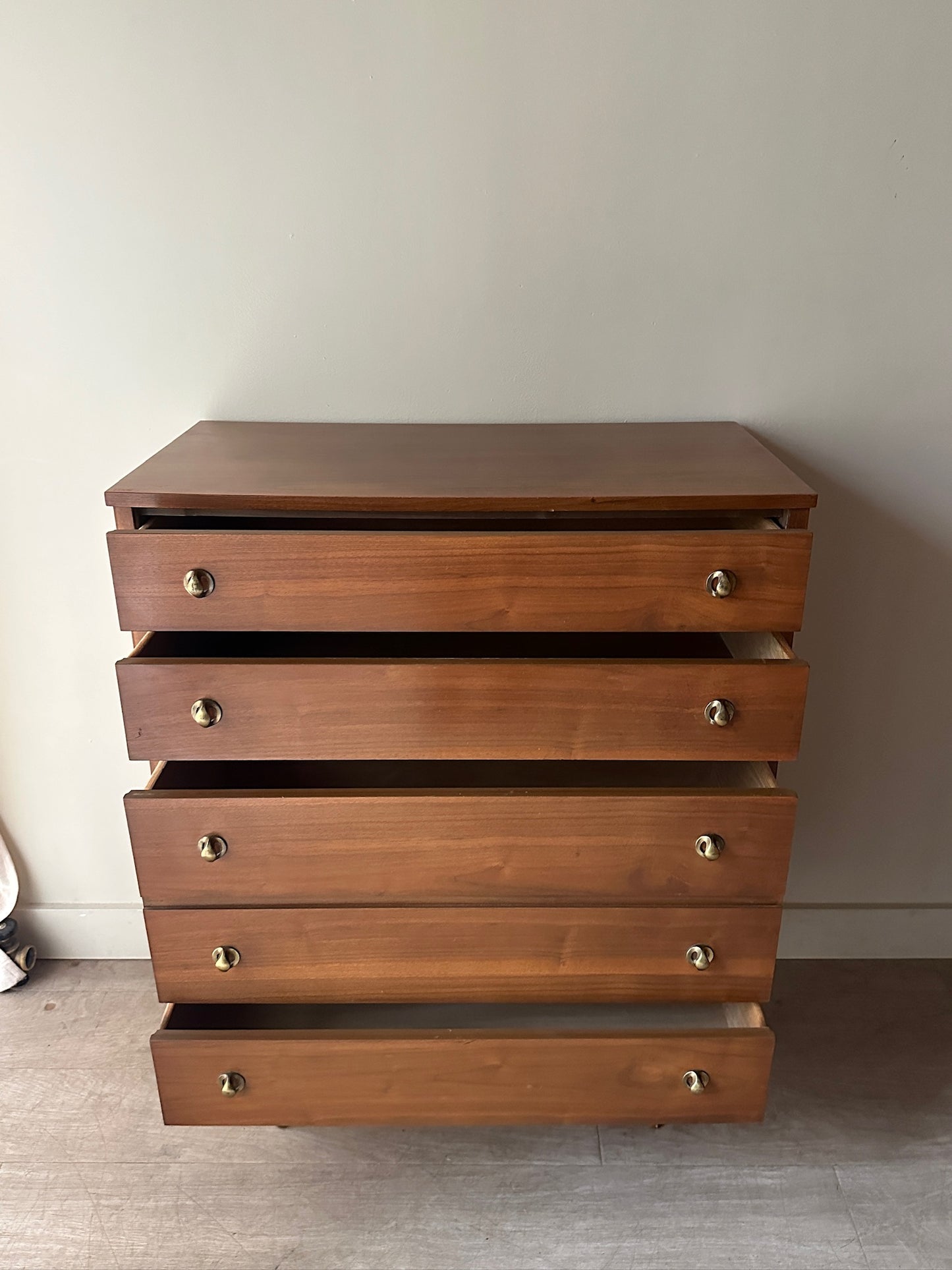 Walnut dresser with brass handles