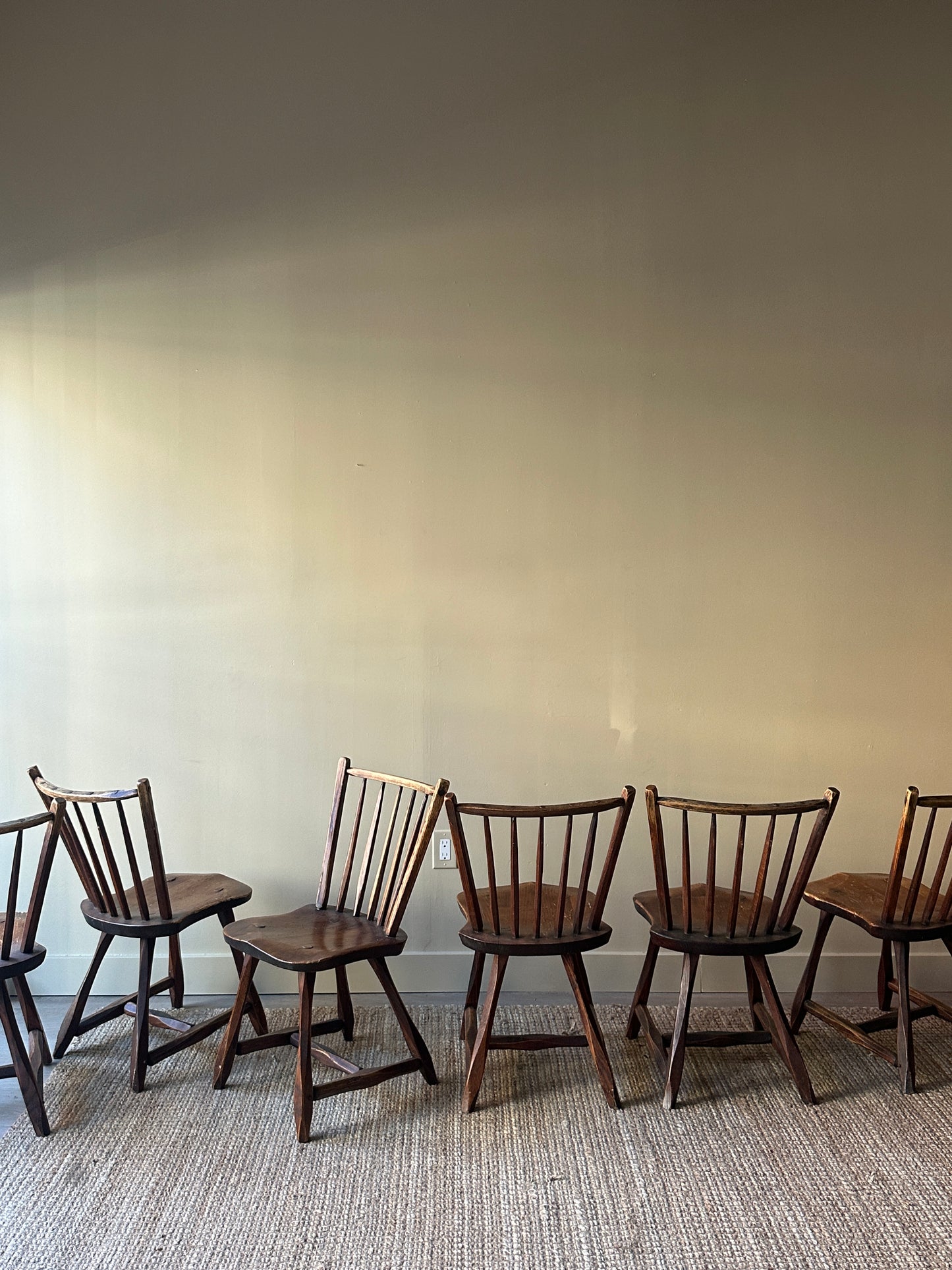 Oak plank seat chairs