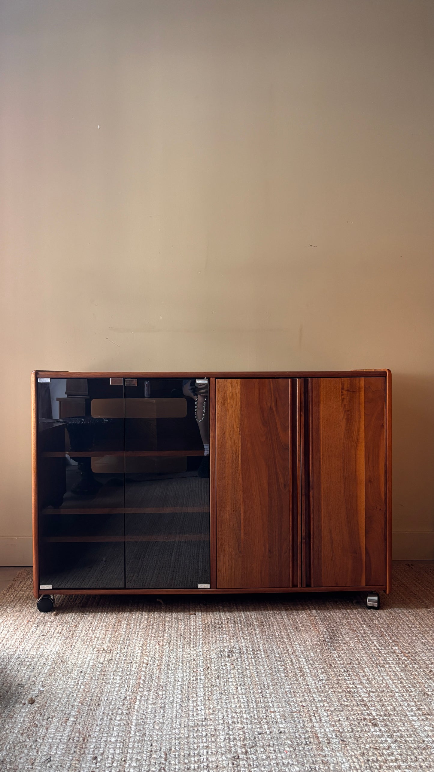 Walnut record cabinet