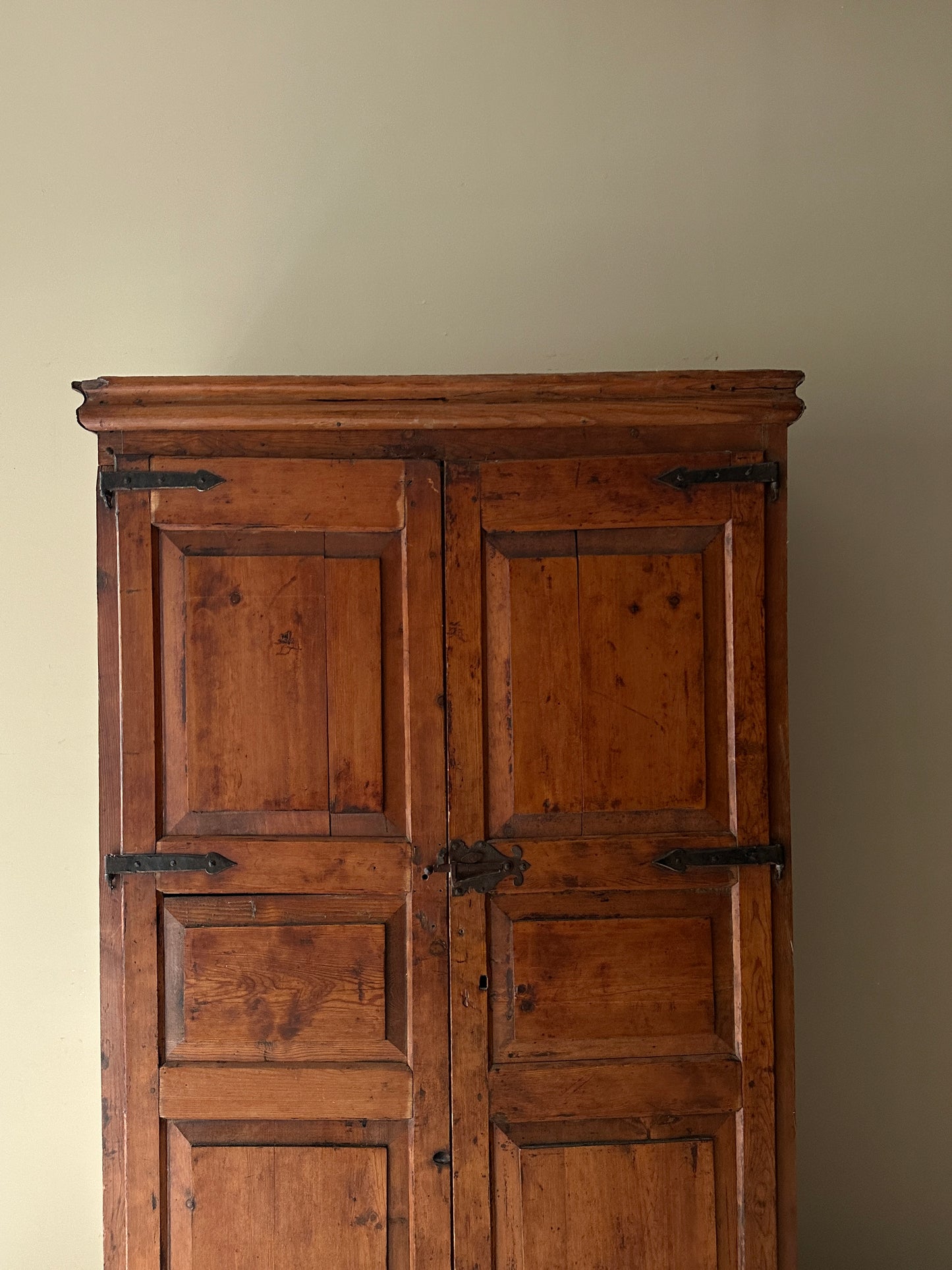 18th c. pine paneled cupboard