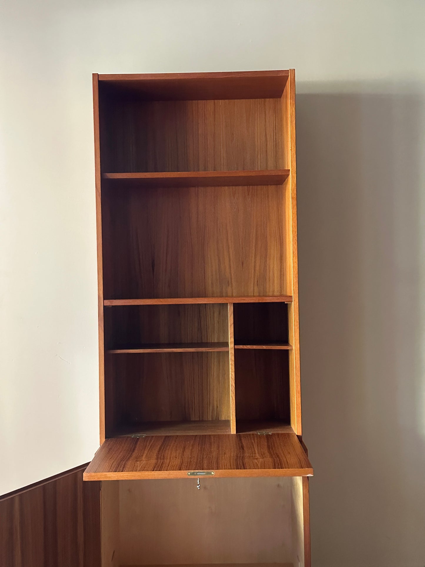 Danish teak two piece hutch/bar