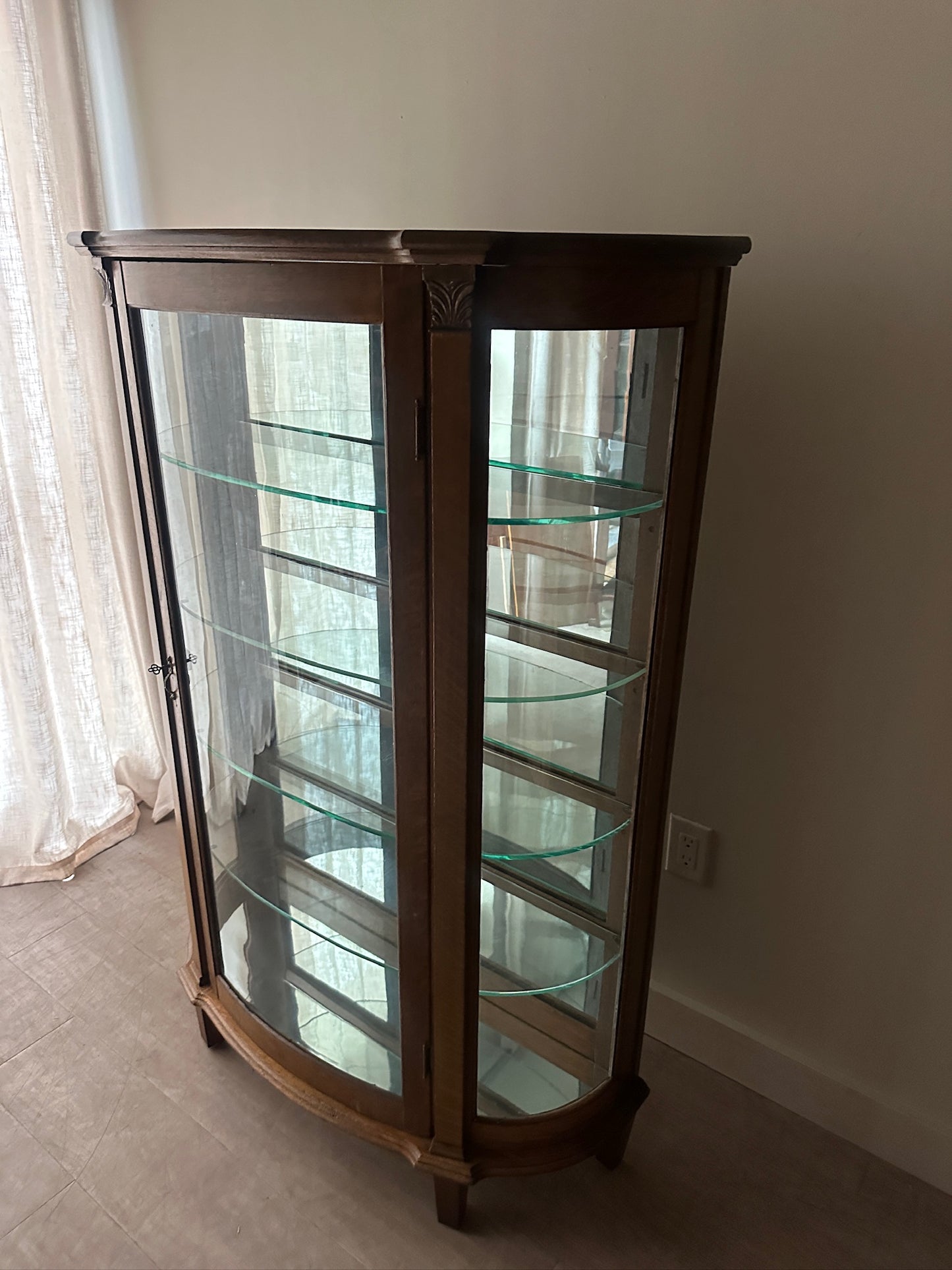 Golden Oak Mirrored Display Cabinet