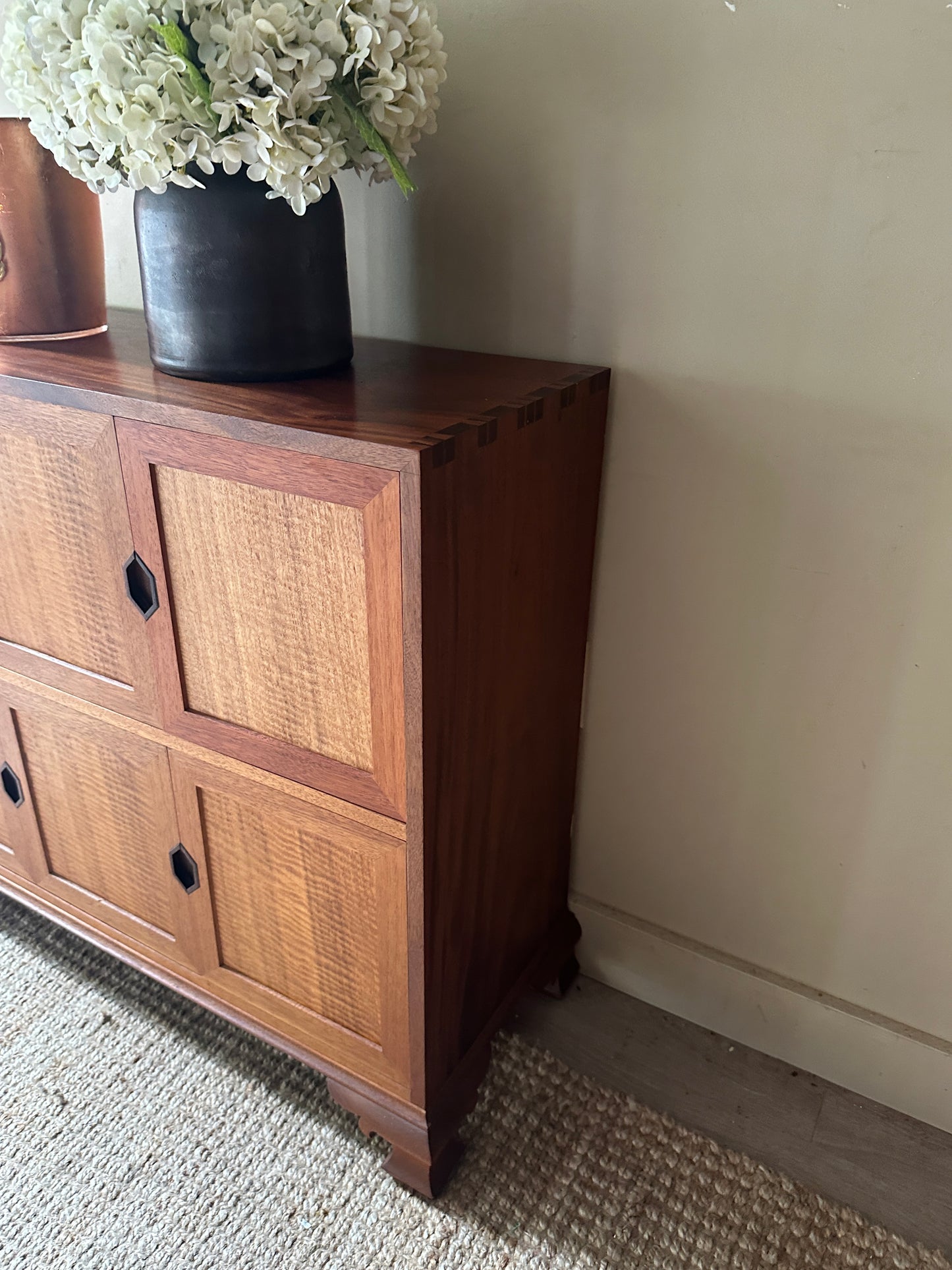 Walnut sliding door cabinet