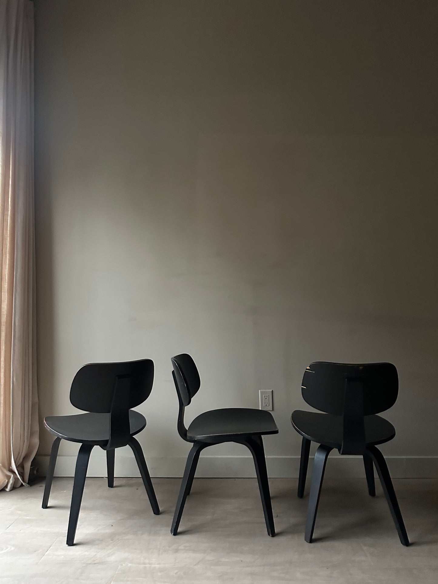 Plywood chairs. Sold individually.