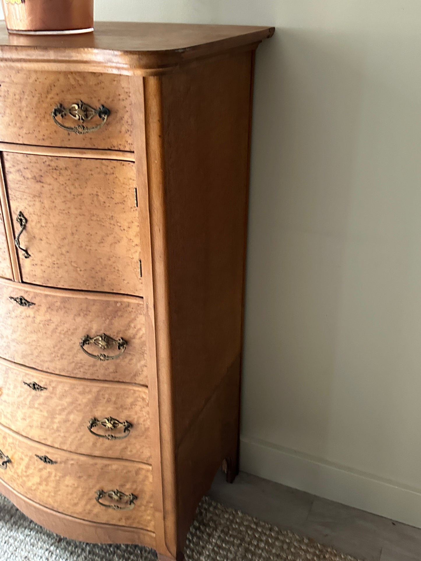 Birdseye maple tall boy