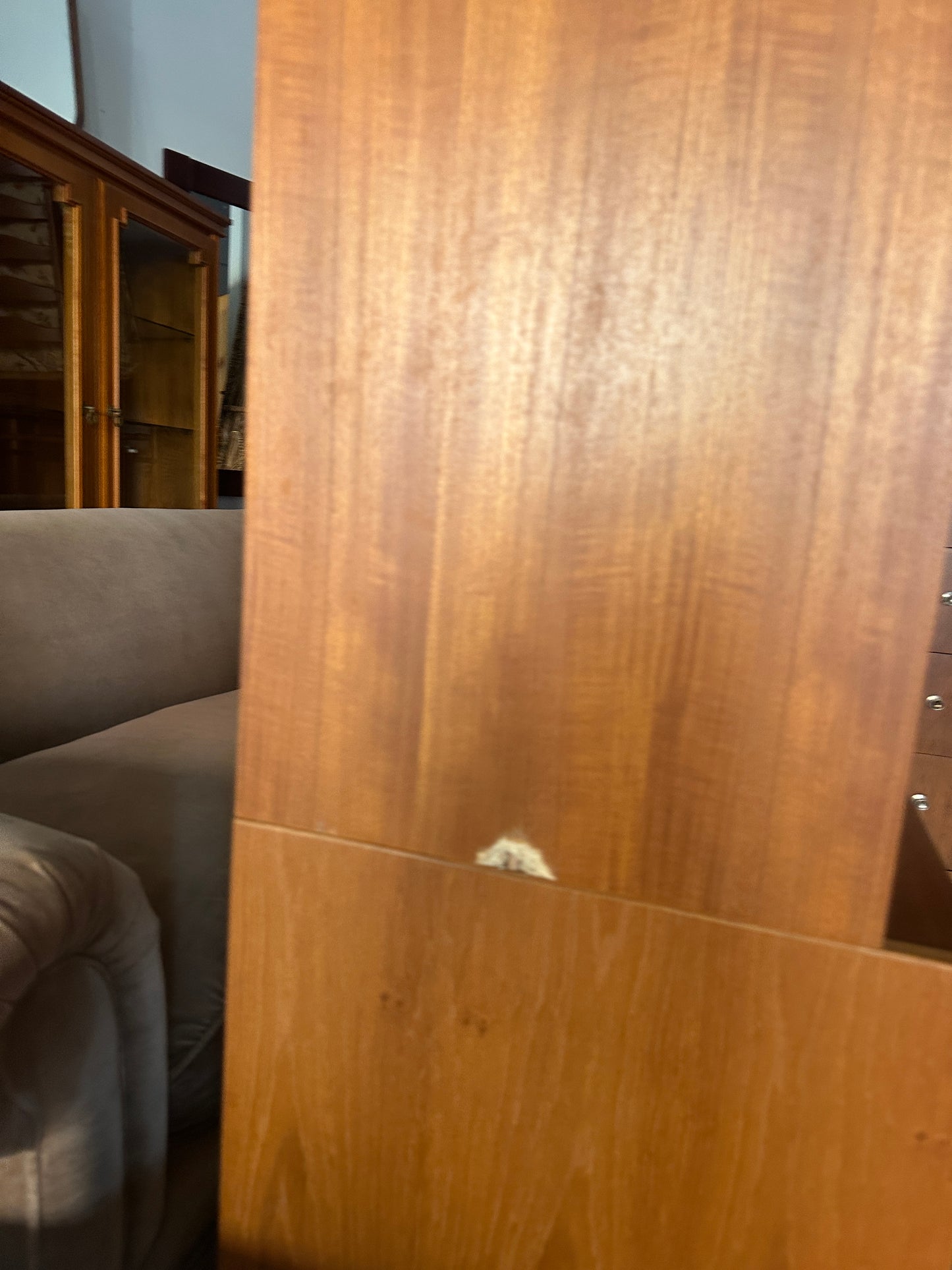 Two piece teak hutch