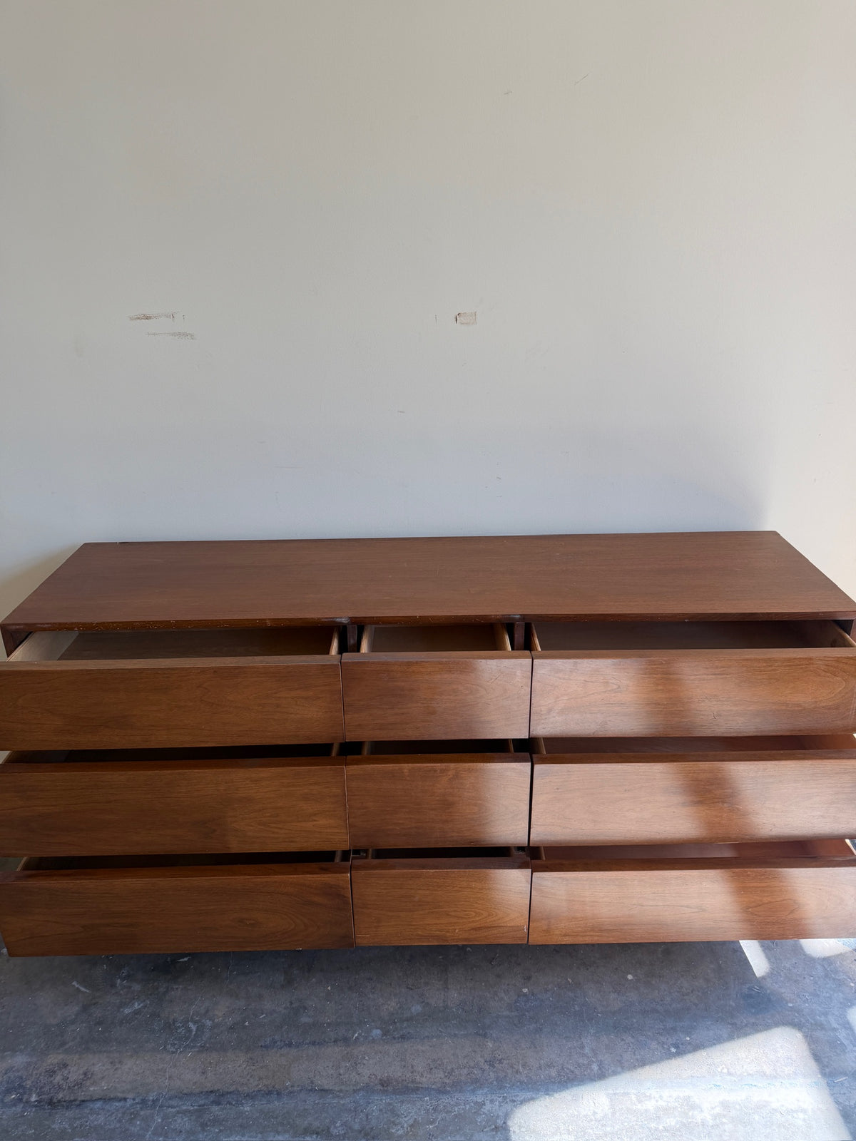 American of Martinsville walnut 9 drawer dresser