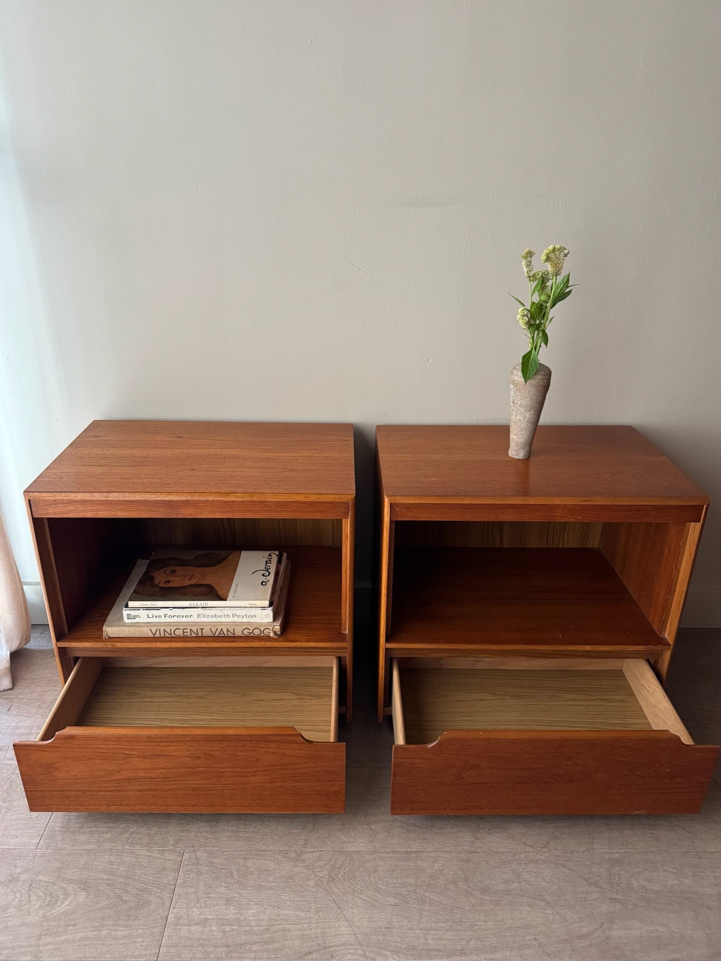 Lane walnut nightstands. Sold as a pair.