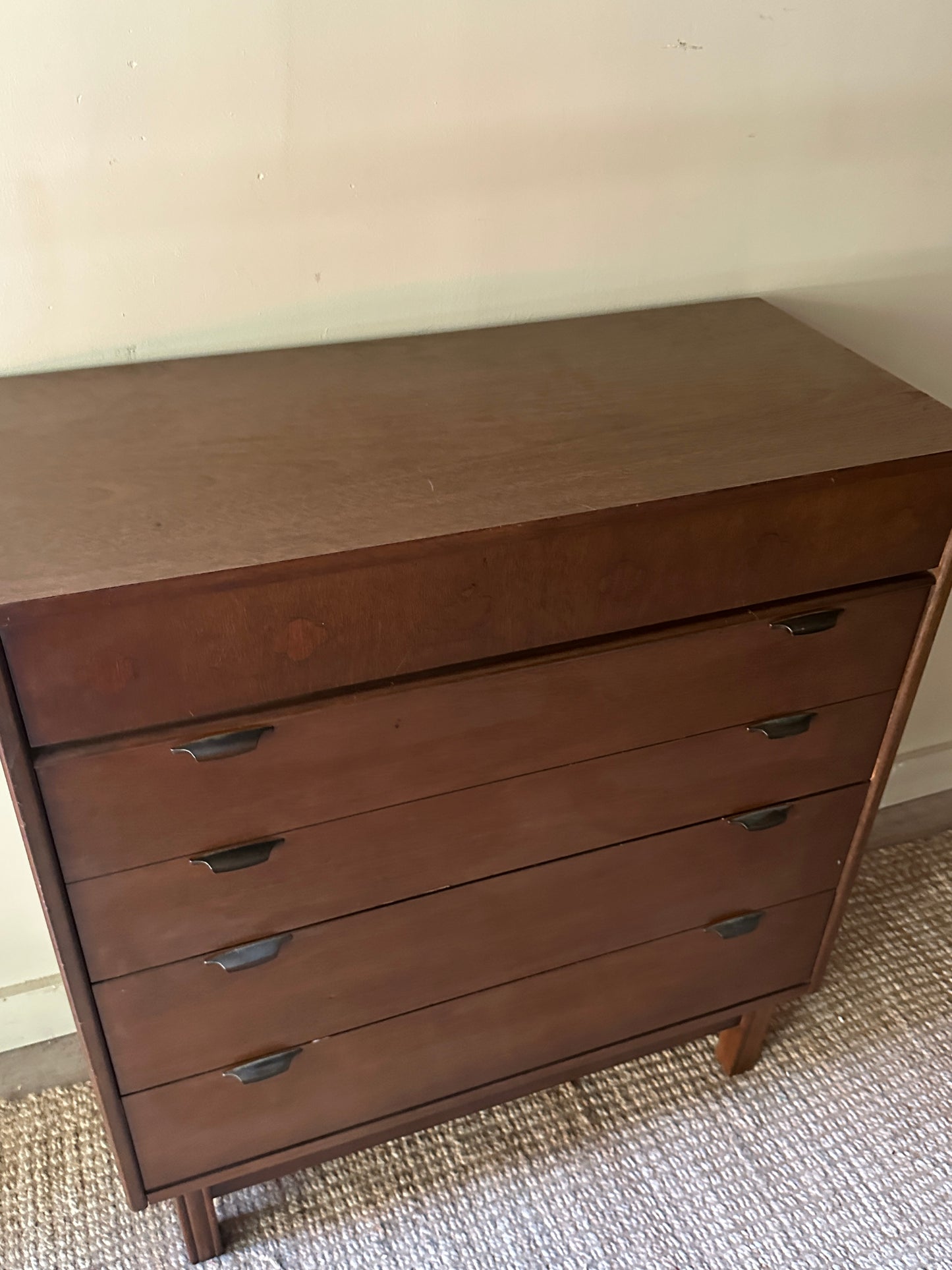 Walnut with laminate top dresser
