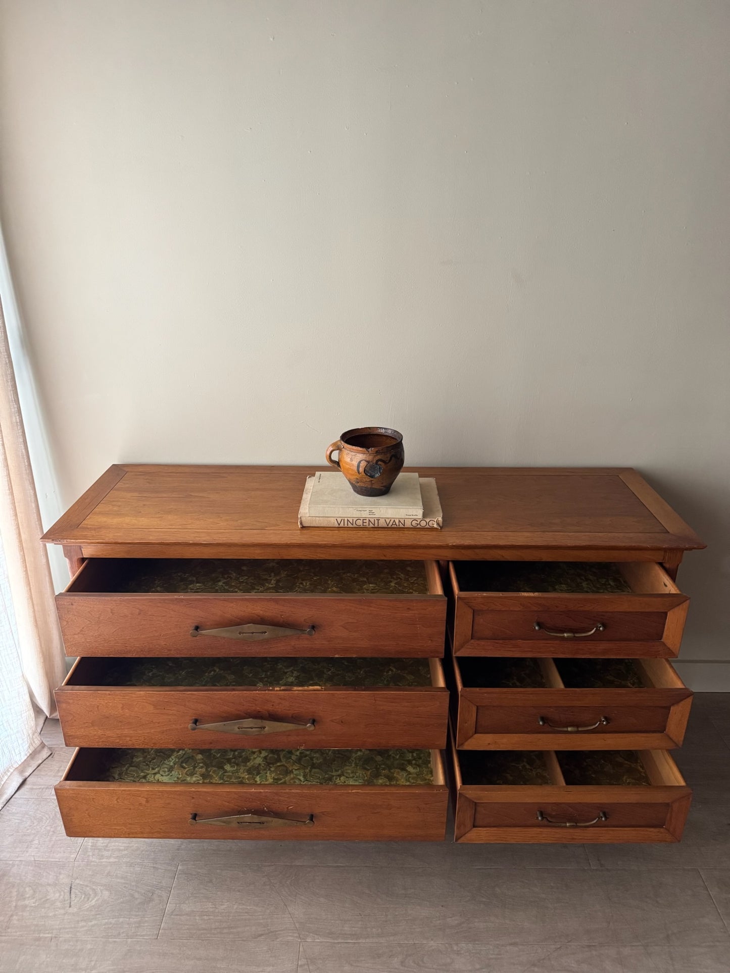 Walnut 6 drawer dresser