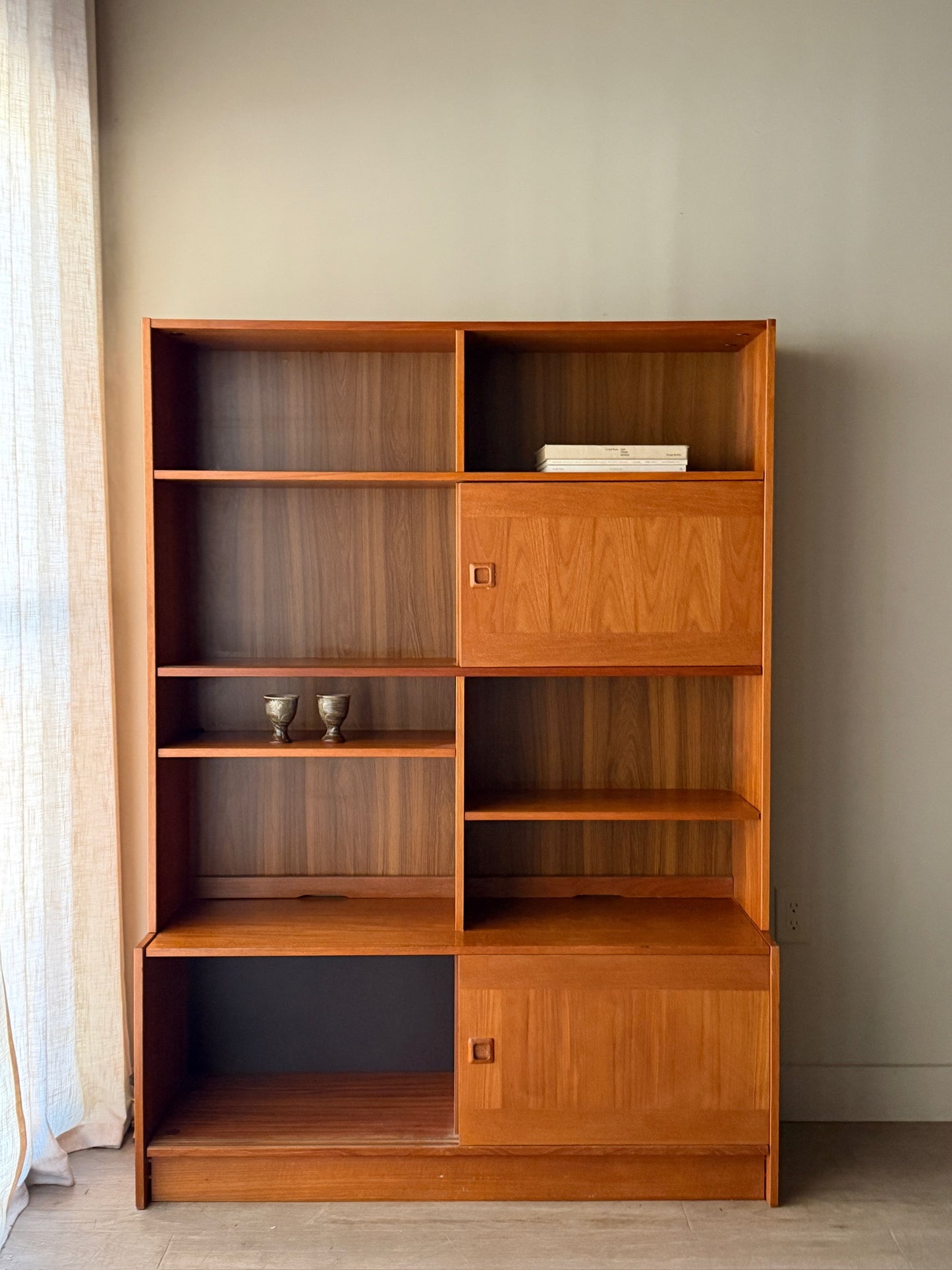 Danish teak hutch with sliding doors