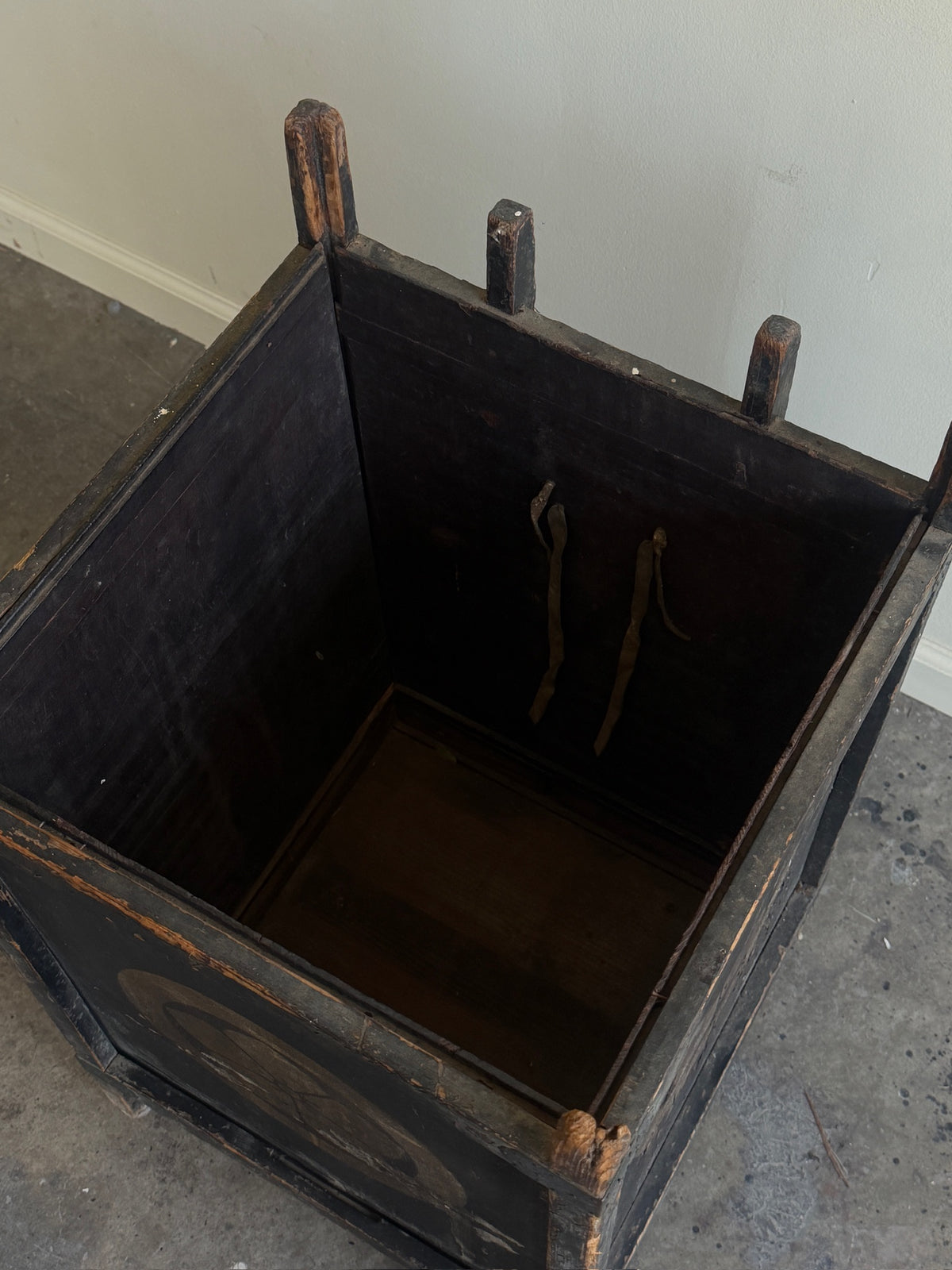 Painted floral storage bin
