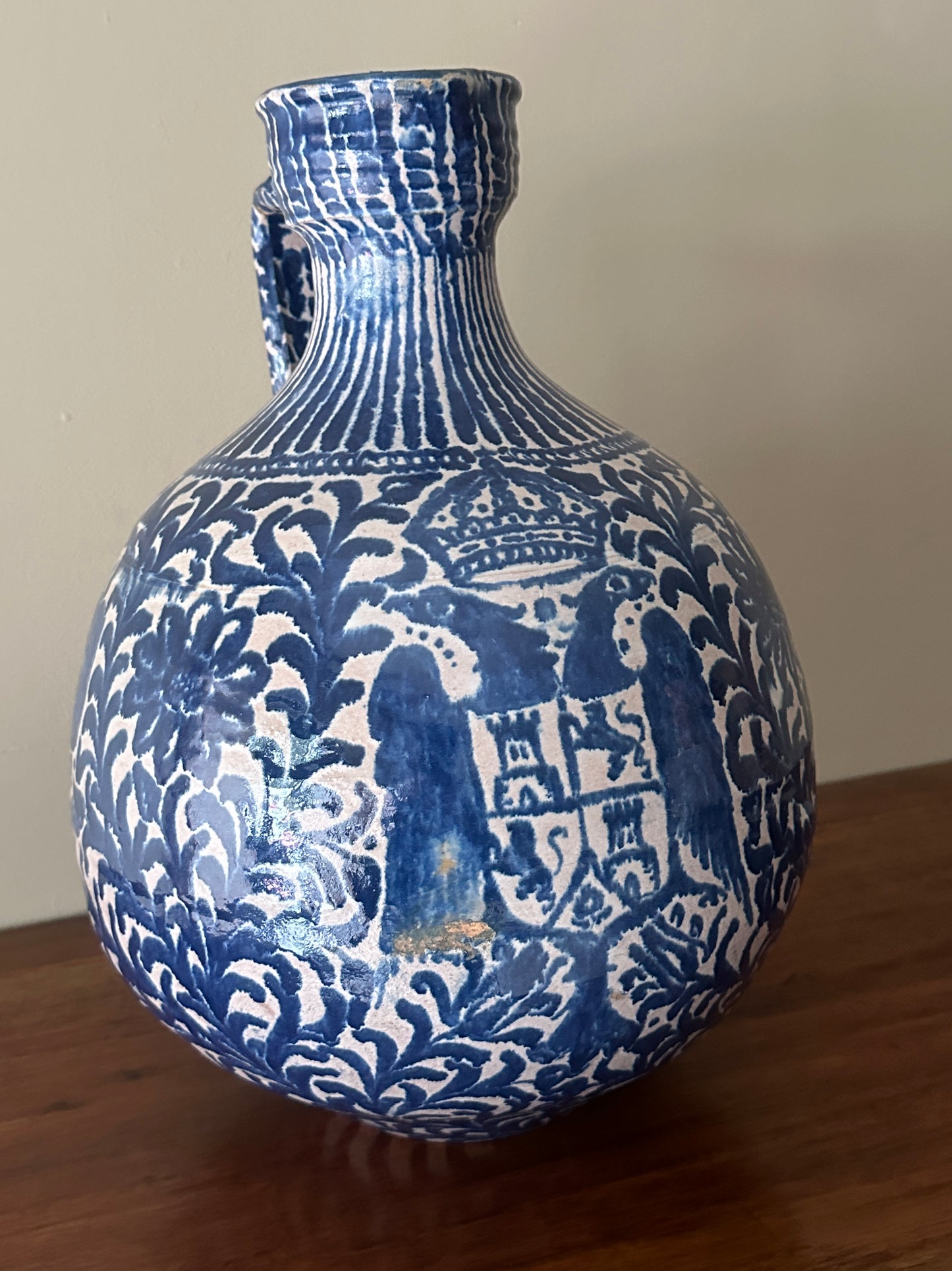 18th c. Spanish hand painted Fajalauza pitcher