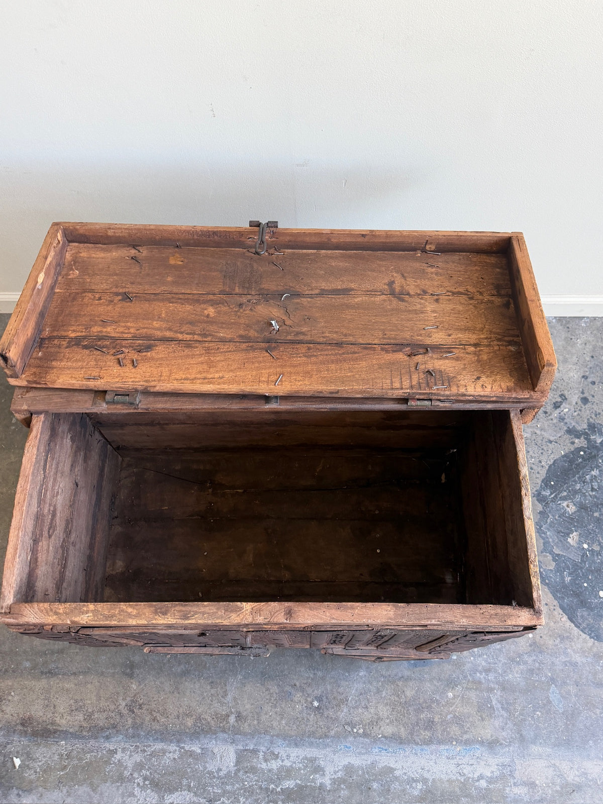 Indian dowry chest with iron hardware