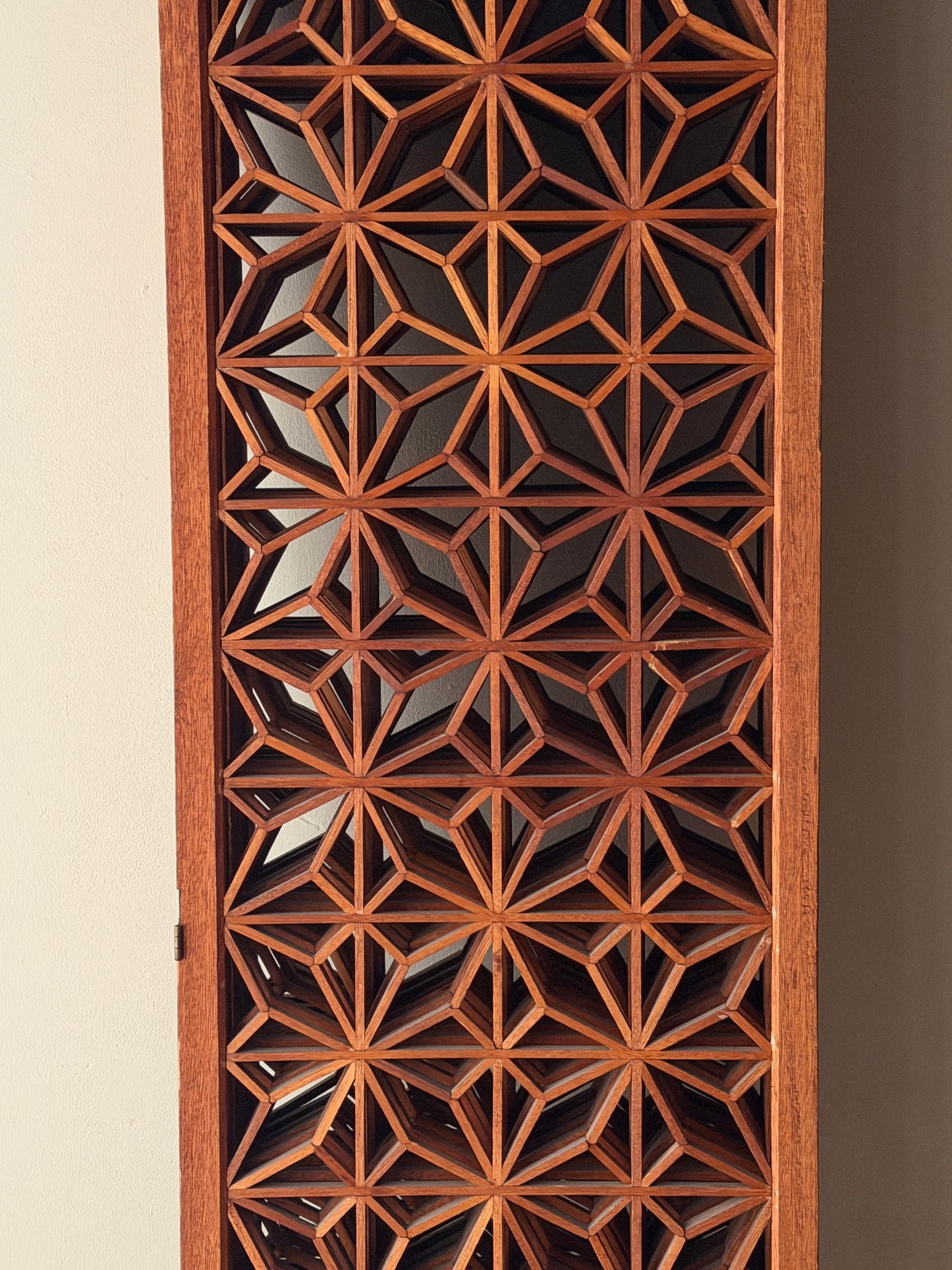 Teak geometric room divider