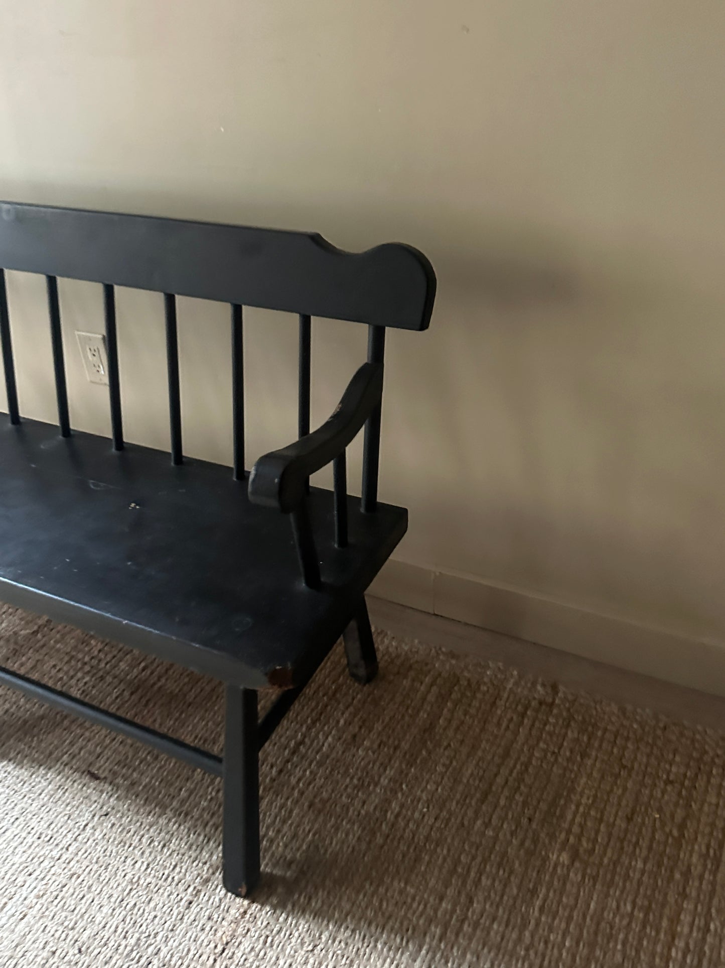 Black painted farm bench