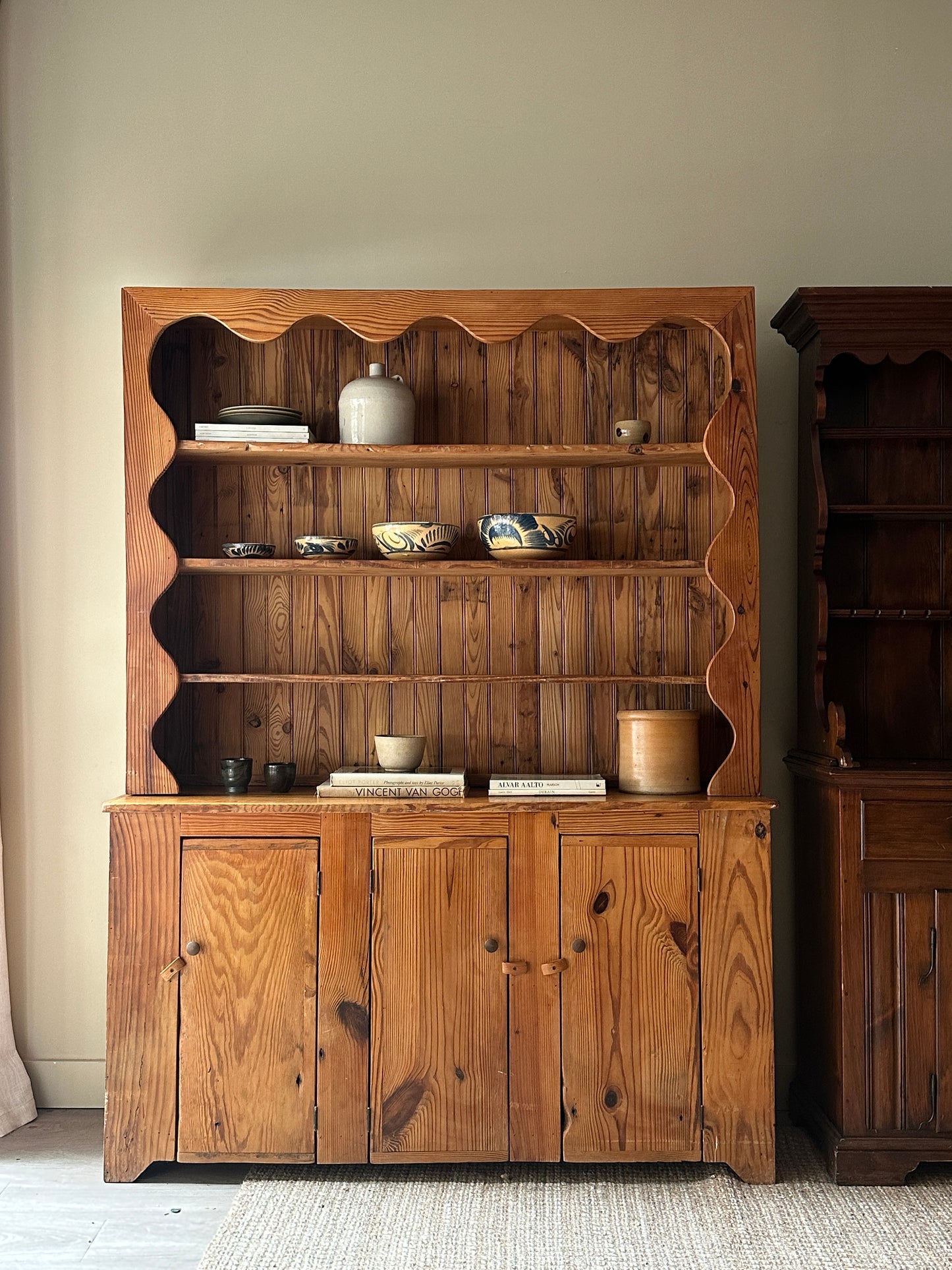 Two piece pine hutch