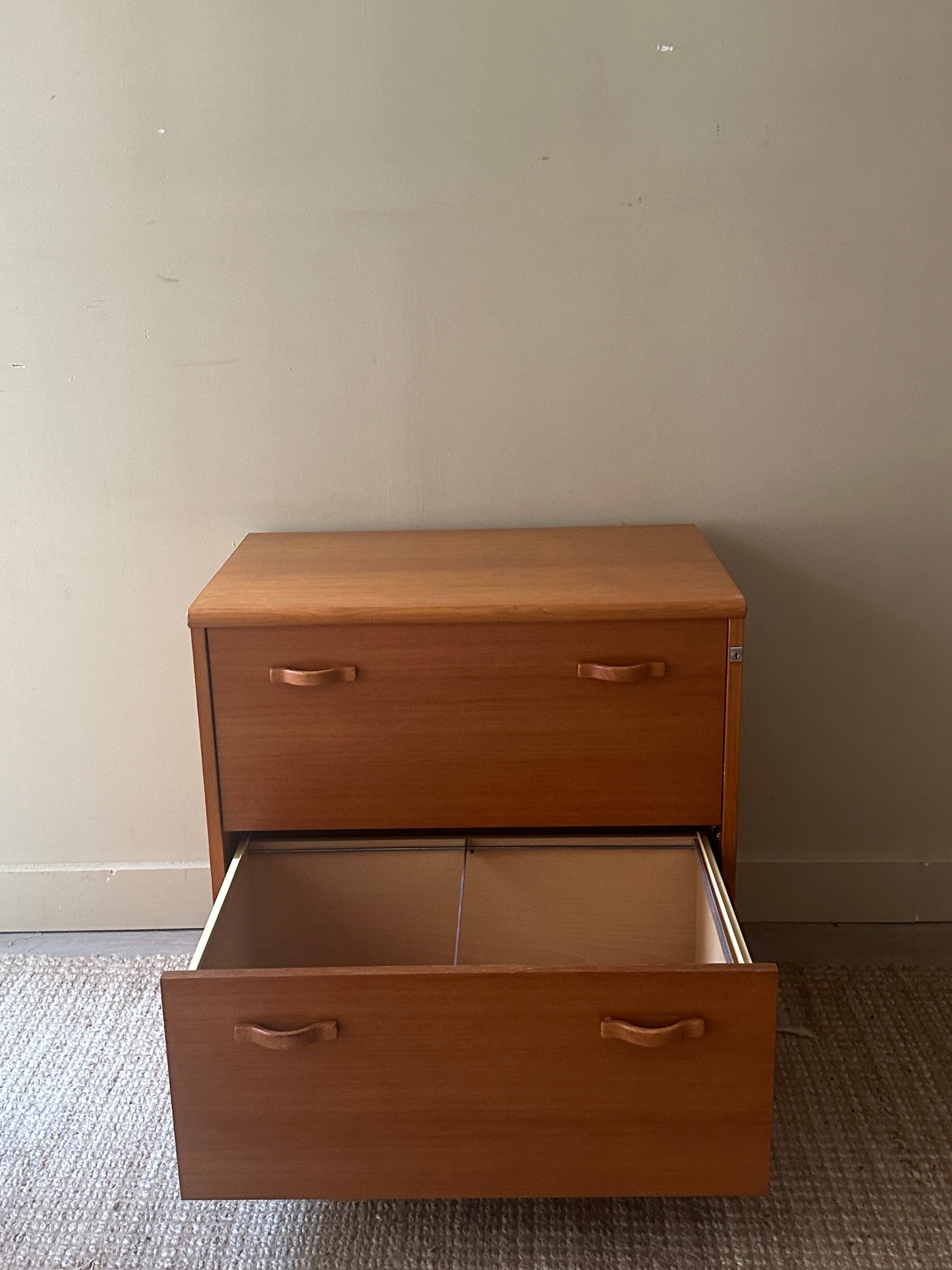Teak file cabinet (left)