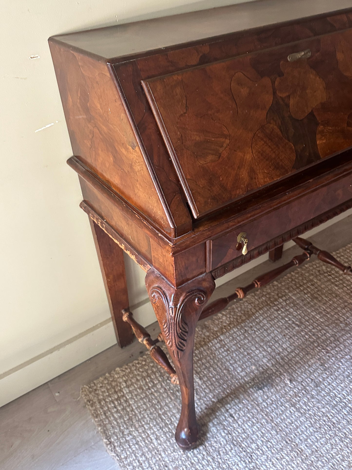 Walnut inlay secretary desk