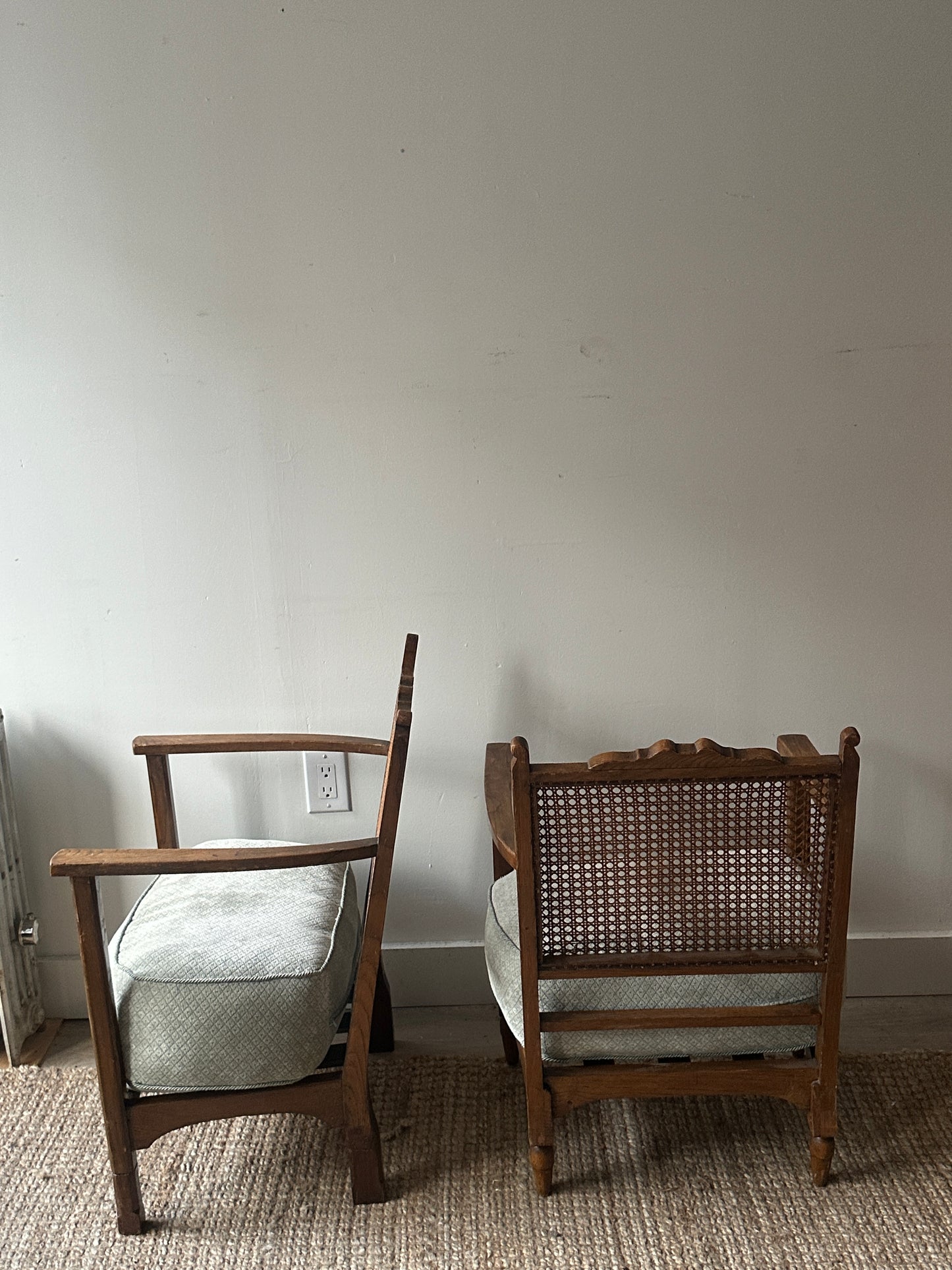 Small cane chairs. Sold individually.